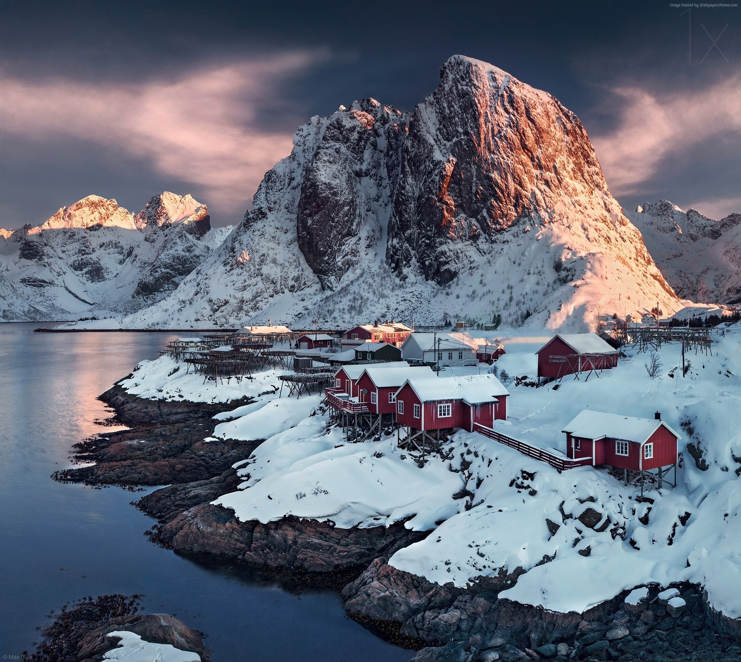 1080P, sunset, 4k, Hamnoy, water, Norway, village, HD Wallpaper
