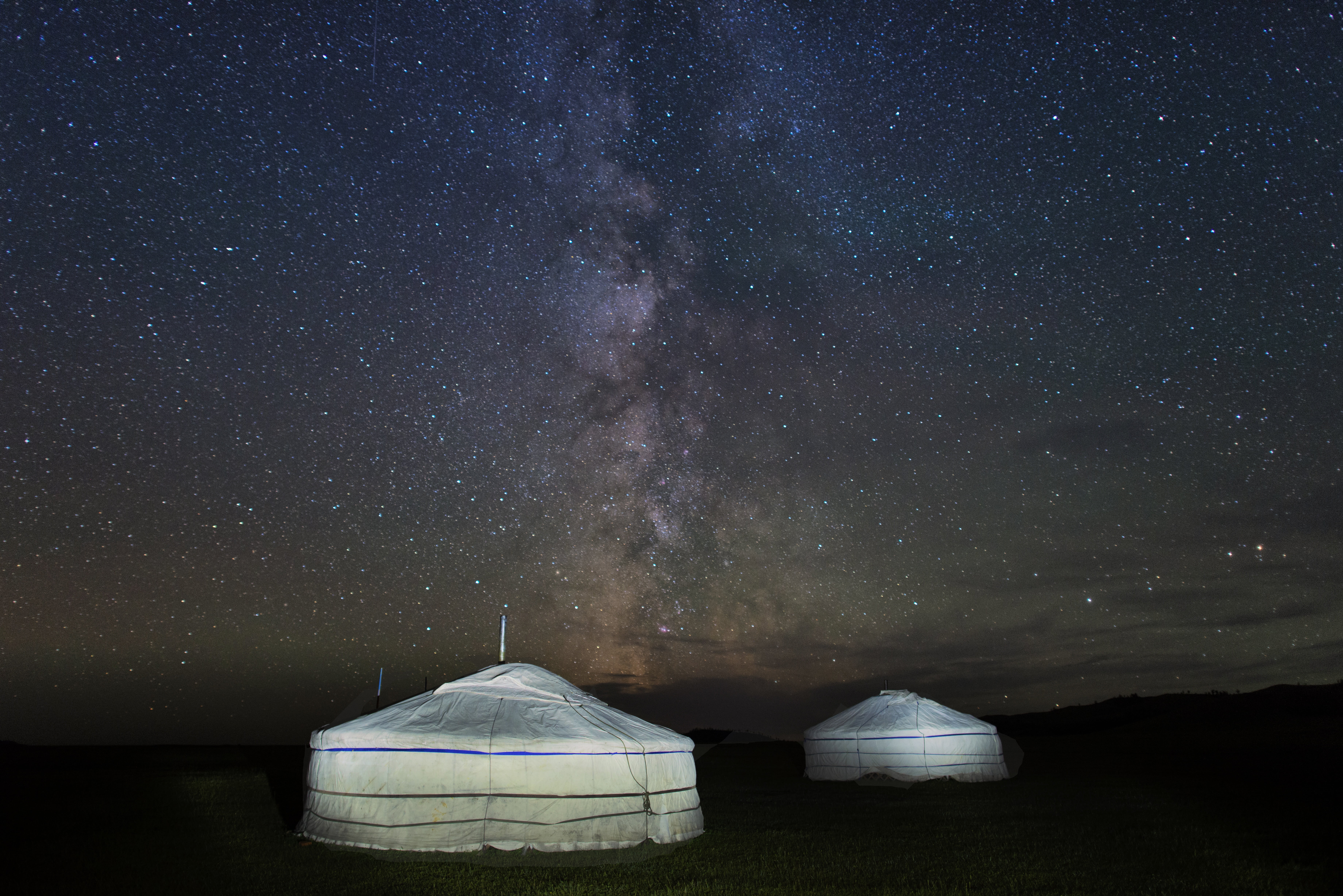 white, scenics - nature, tent, space and astronomy, architecture, winter, pao, built structure, galaxy, water, sky, tranquility, cold temperature, bogart village, HD Wallpaper
