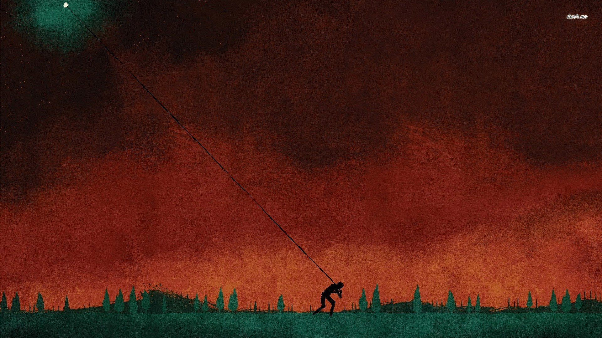1080P, august, art, burns, moon, red, digital, fantasy, HD Wallpaper