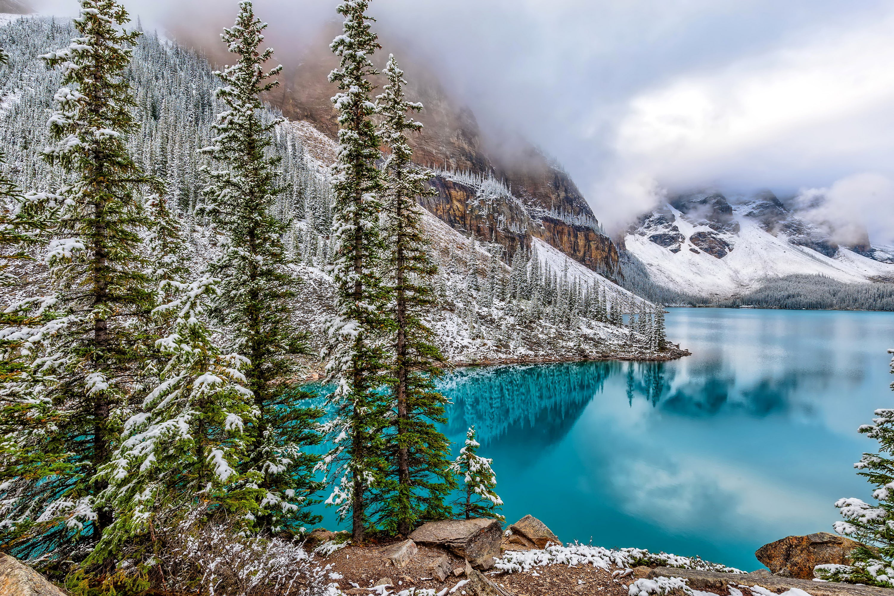 Winter, 2K, Moraine Lake, Banff National Park, Alberta, Canada, HD Wallpaper