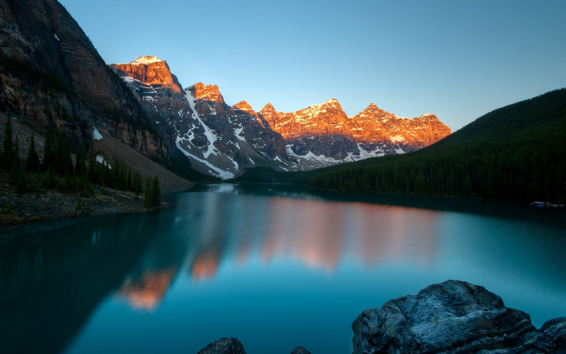 1080P, Park, Dusk, Moraine, Mountains, Canada, Lake, Banff, National, HD Wallpaper