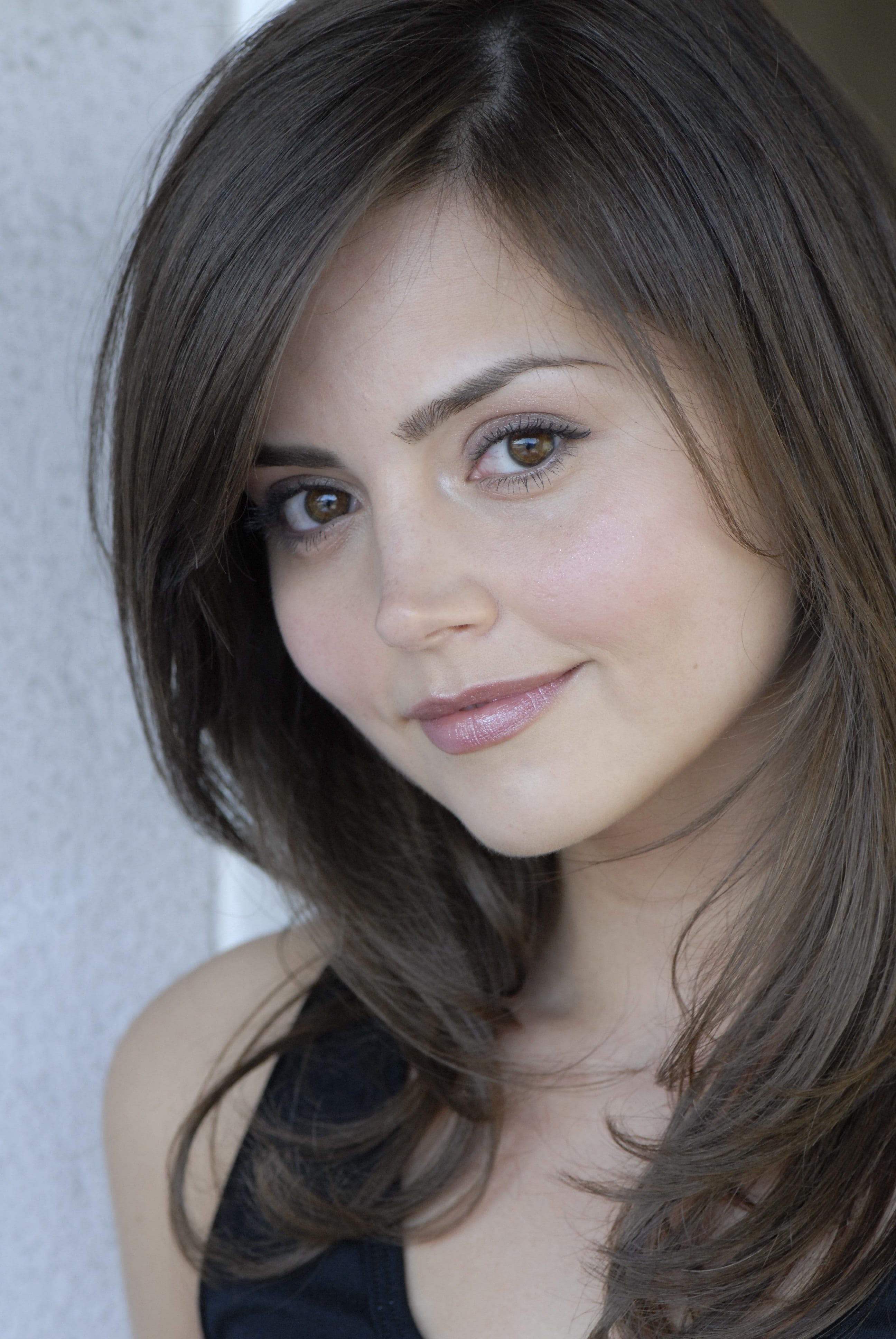 hairstyle, headshot, body part, young adult, model, bare shoulders, actress, women, brown eyes, beauty, Jenna Louise Coleman, tank top, face, beautiful woman, Phone HD Wallpaper