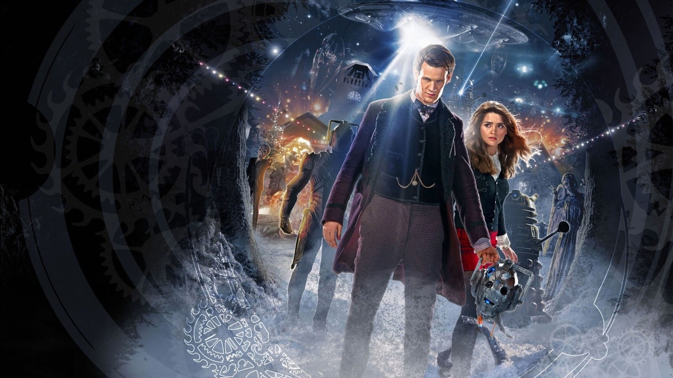 720P, two people, TV, tv series, Matt Smith, winter, young women, standing, full length, Jenna Louise Coleman, men, young adult, bonding, emotion, videogame, HD Wallpaper