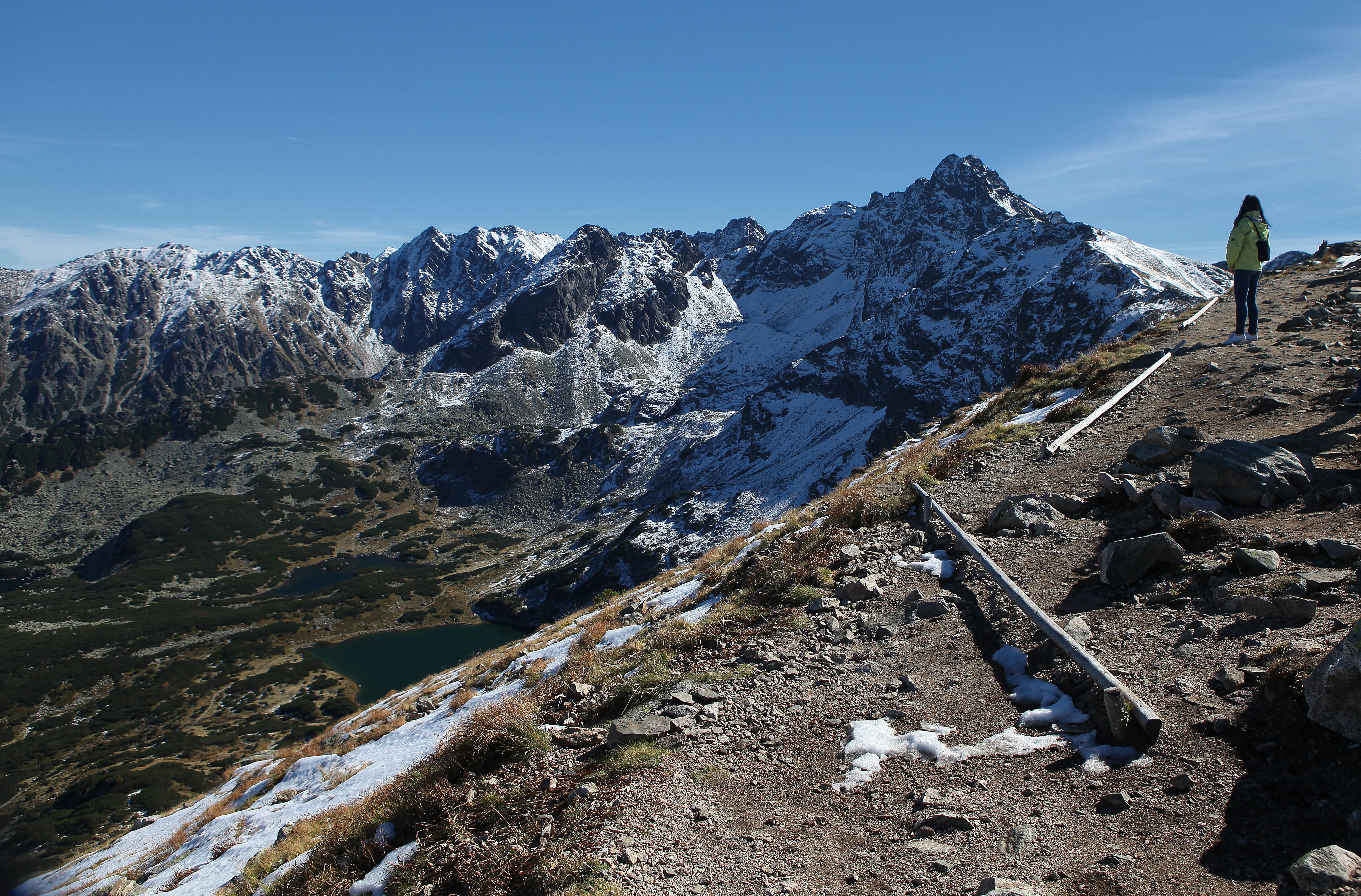 mountain, people, poland, snow, landscape, snowcapped mountain, mountain range, polish tatras, view, ridge, the high tatras, winter, sky, leisure activity, HD Wallpaper