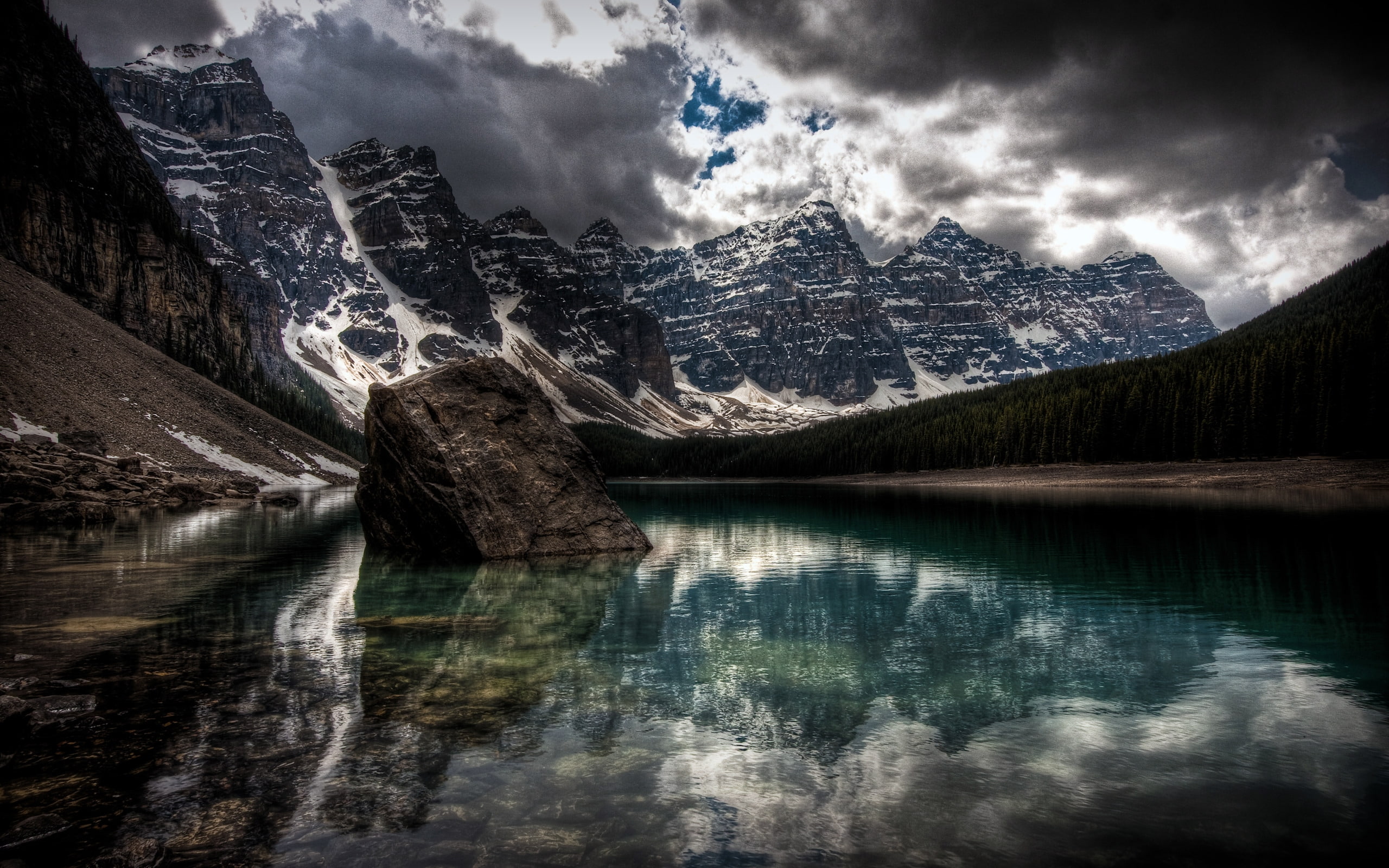 moraine, 2K, lake, HD Wallpaper