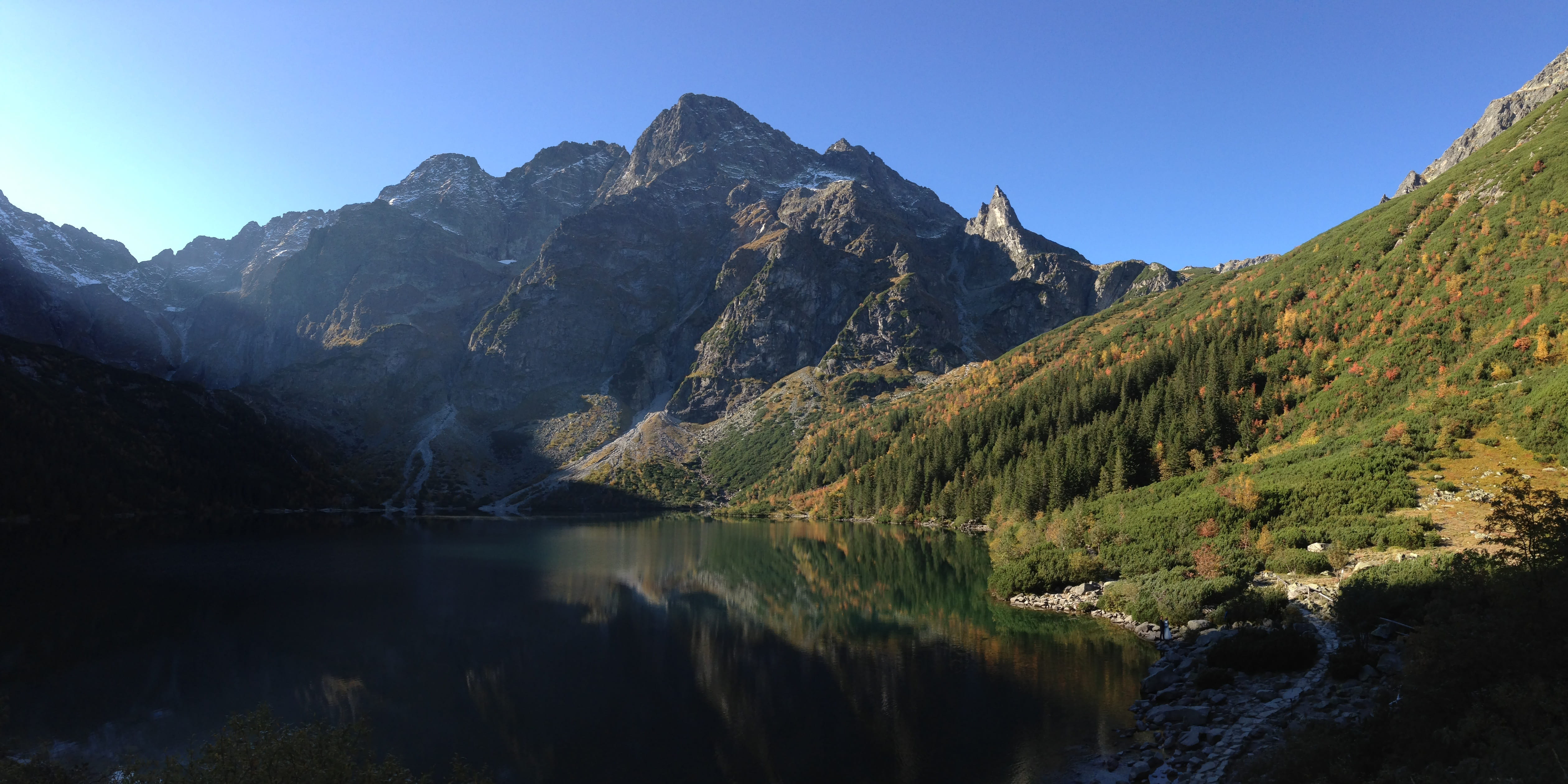 the national park, sky, travel destinations, nature, coniferous tree, environment, poland, top view, tree, morskie oko, beauty in nature, mountain range, HD Wallpaper