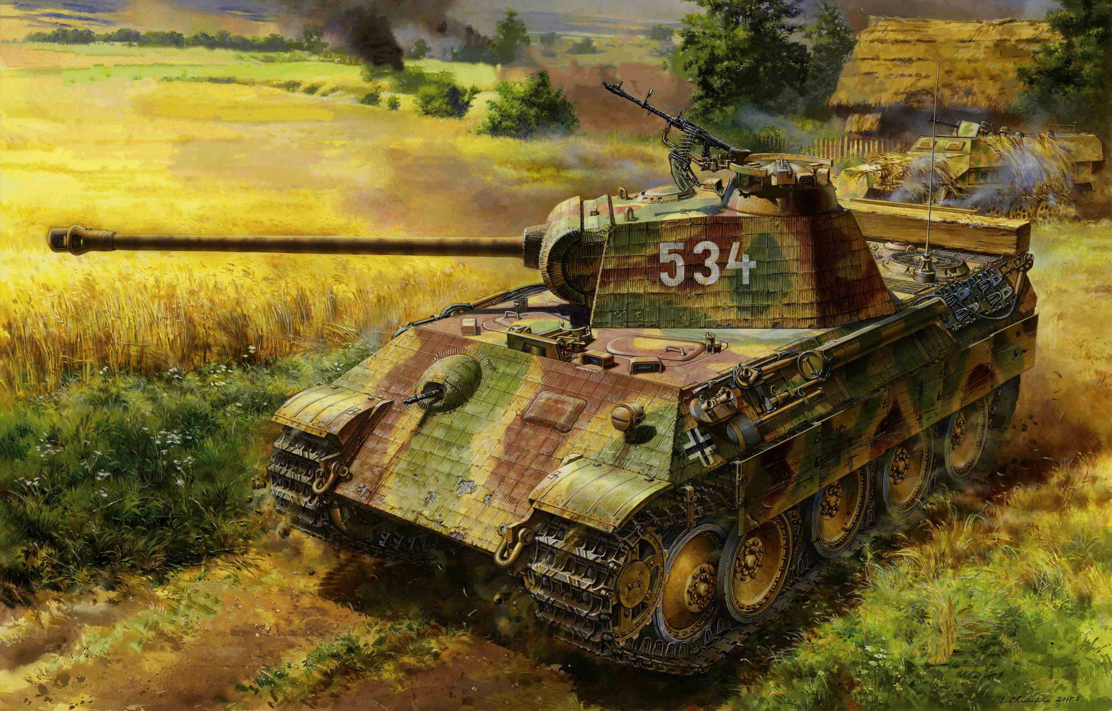 Germany, Tank weapon, 1080P, Panzerkampfwagen V Panther, Ausf.A, WW2, Painting, HD Wallpaper