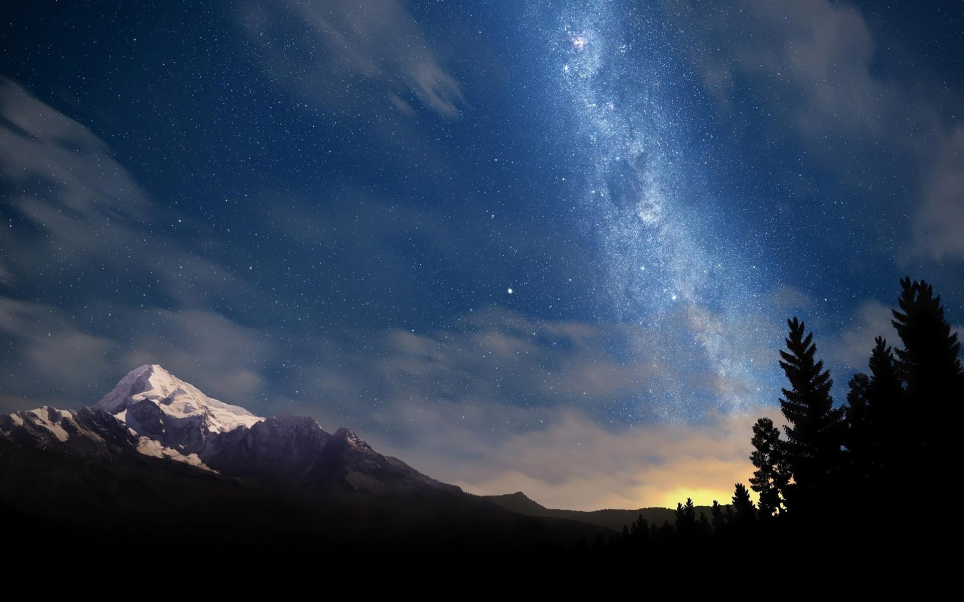 star field, beauty in nature, space, outdoors, tranquility, photo, 1080P, hdr, tranquil scene, mountain, galaxy, mountain range, hd, sky, star - space, HD Wallpaper