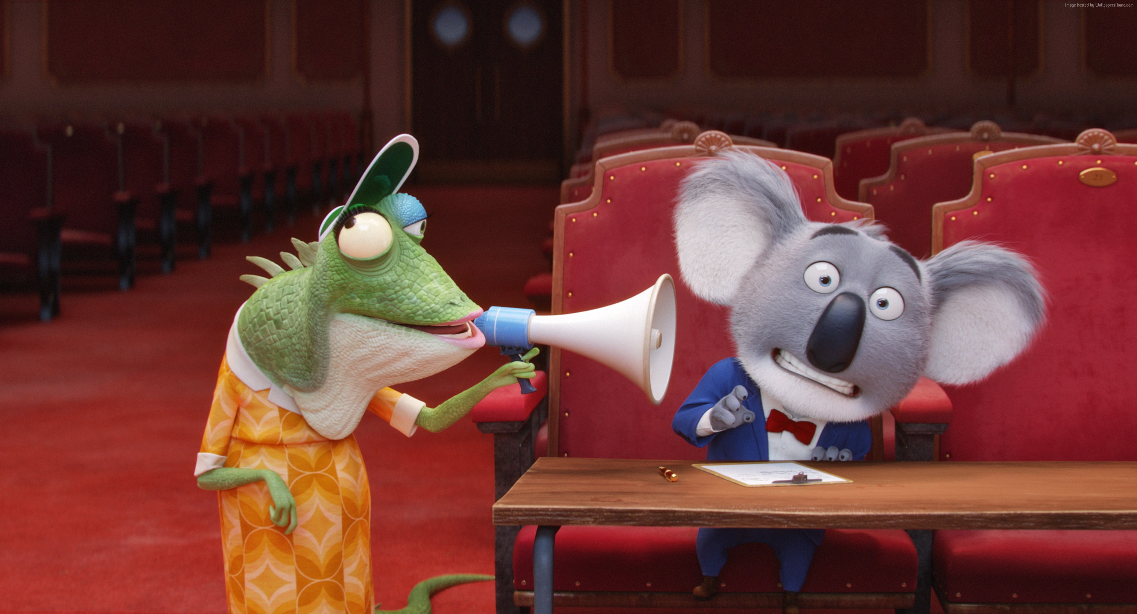 buster, Sing, koala, 2K, best animation movies of 2016, matthew mcconaughey, HD Wallpaper