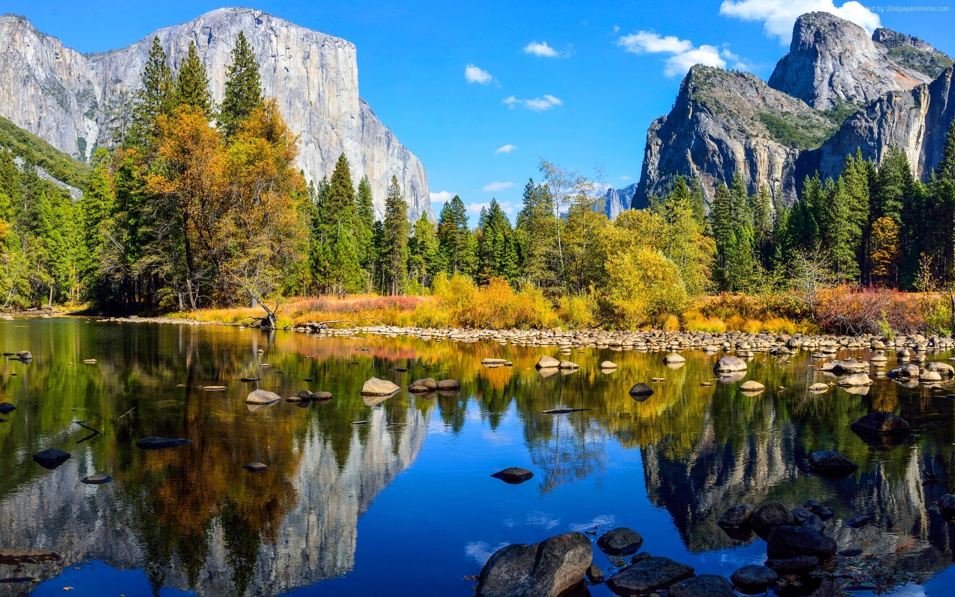 water, nature, Yosemite National Park, mountains, trees, 1080P, HD Wallpaper