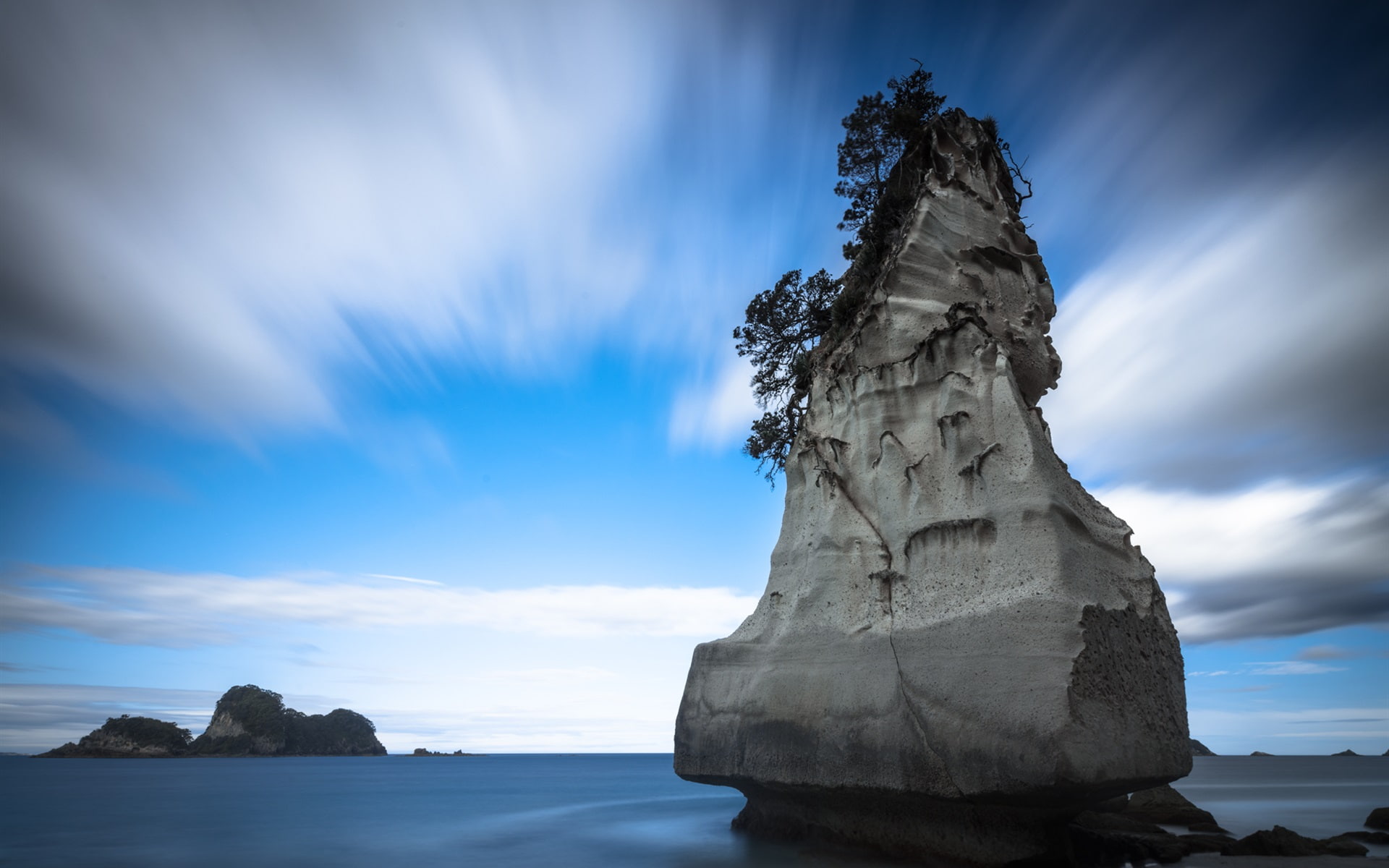 water, Zealand, Island, Blue, Cathedral, Rocks, 1080P, body, Cove, Sea, Sky, New, HD Wallpaper