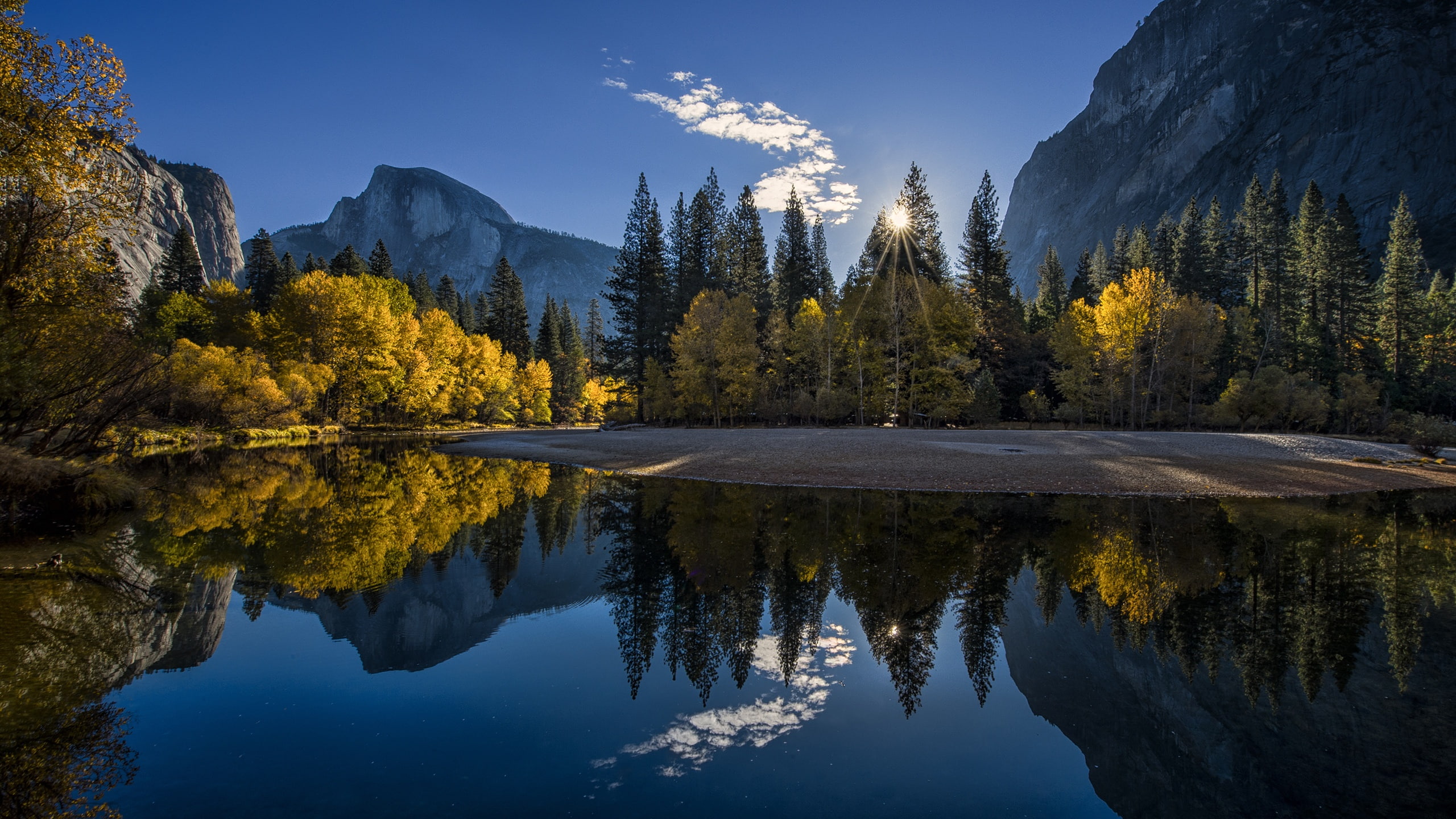 2K, National, Mountains, Yosemite, Park, Forest, California, trees, tall, Sunrise, ans, Lake, photo, HD Wallpaper