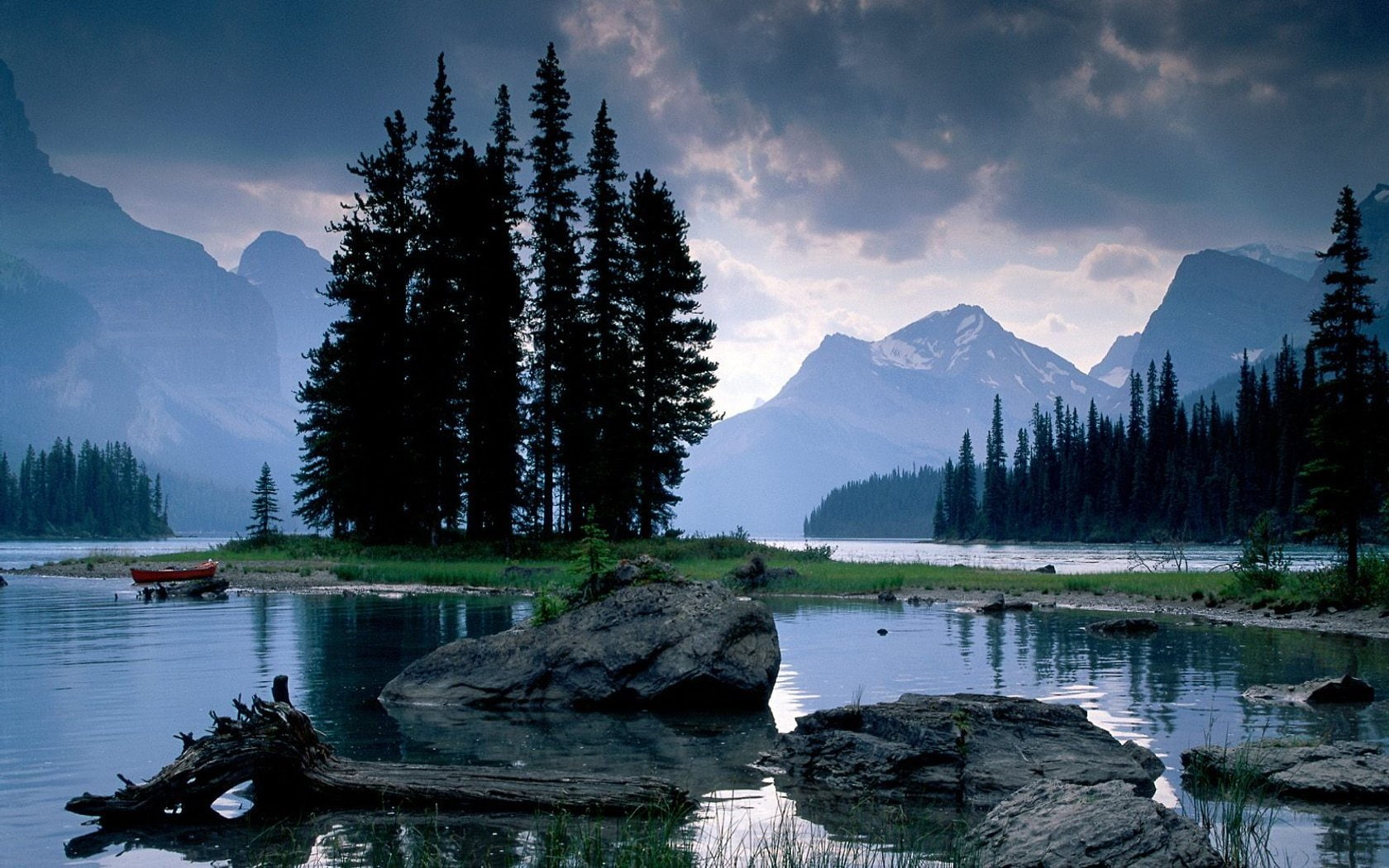 spirit, landscapes, lake, jasper, maligne, alberta, national, park, 720P, HD Wallpaper