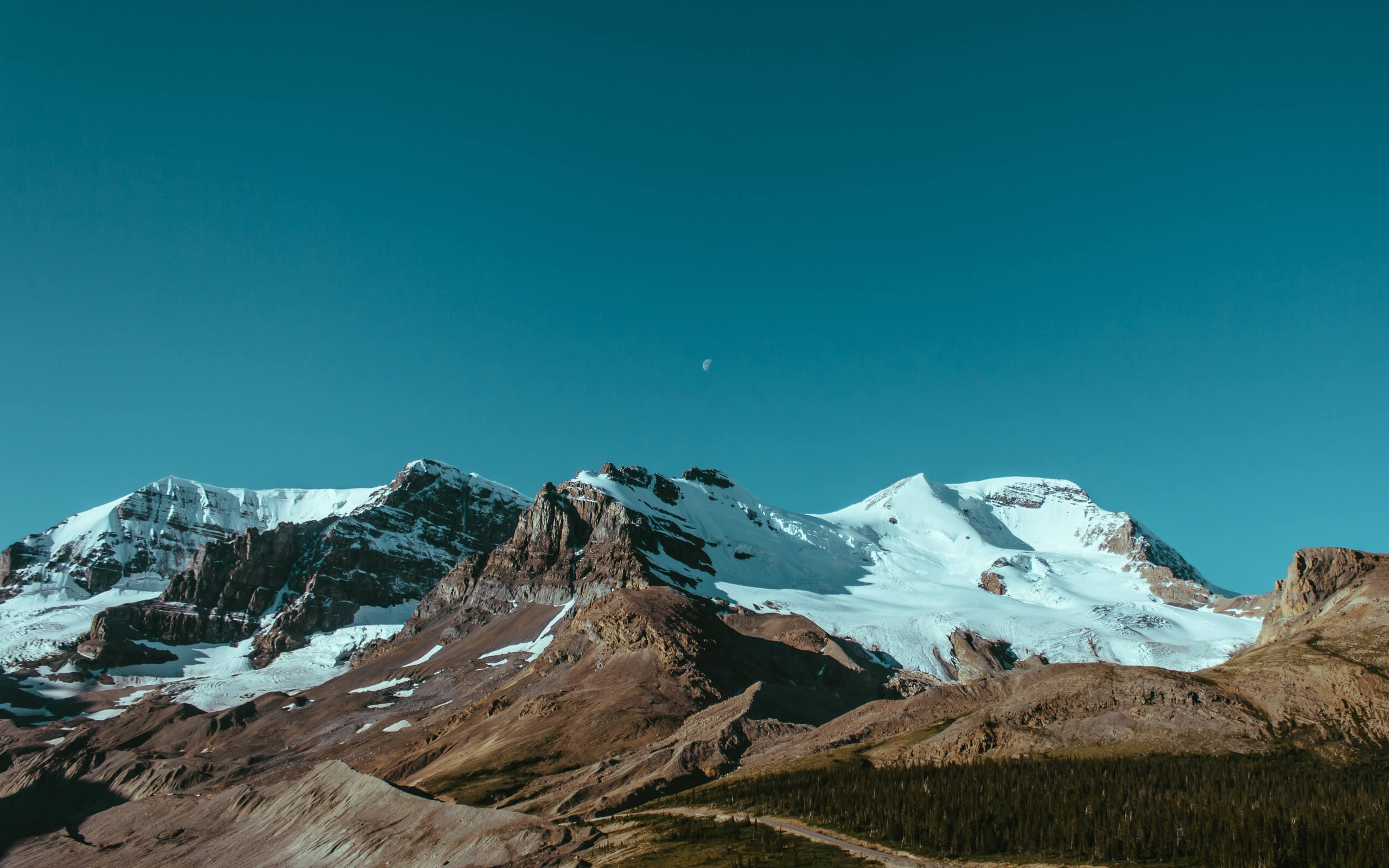 copy space, formation, landscape, mountain peak, 2K, outdoors, blue, sky, clear sky, Freya, snow, tranquility, Canada, day, winter, cold temperature, no people, HD Wallpaper