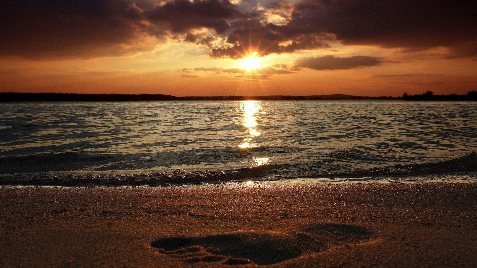 skies, nature, beach, sunset, reflection, sand, photography, dusk, natur, water, sunny, ocean, evening, 1080P, summer, HD Wallpaper