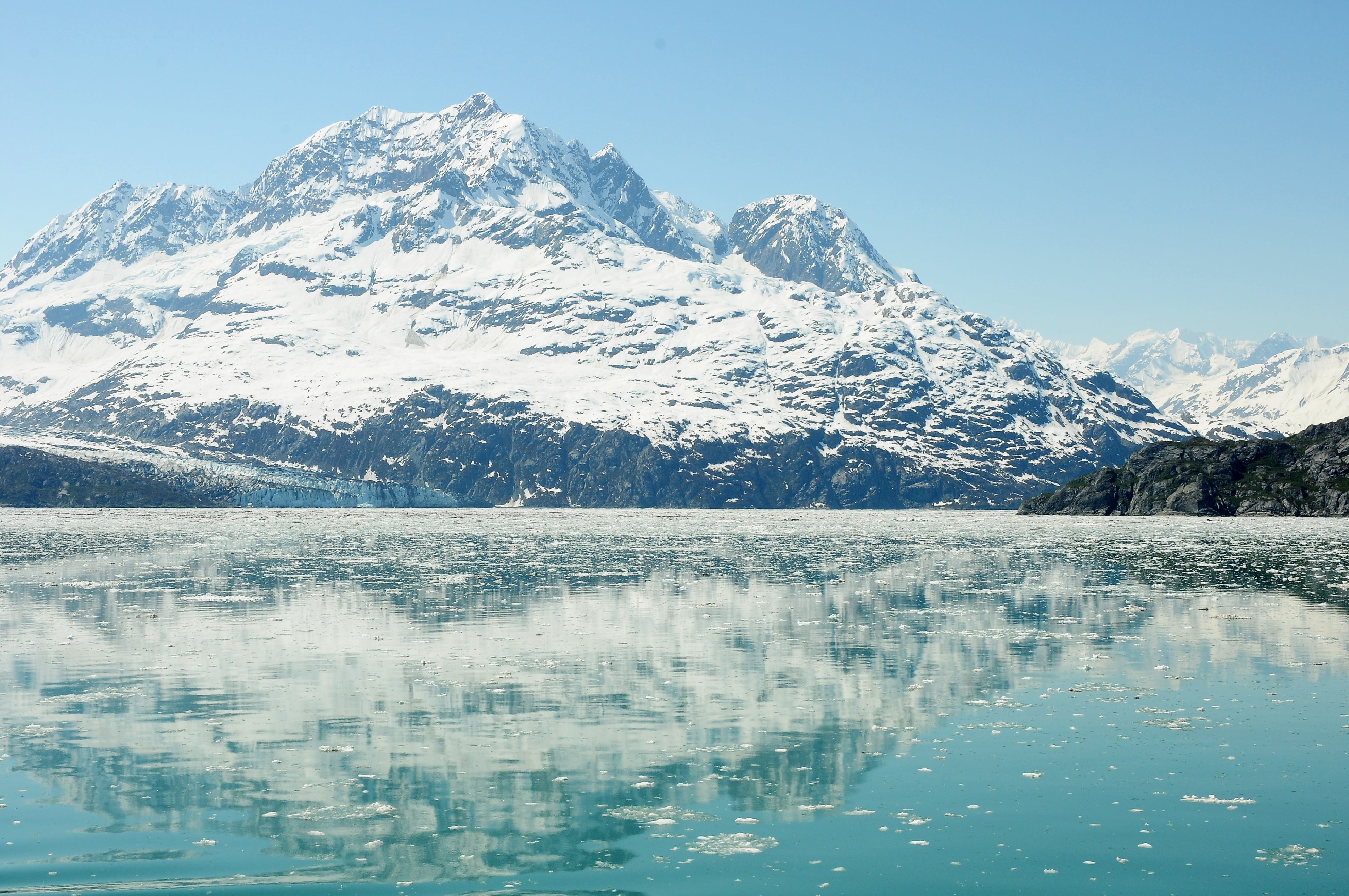 formation, winter, snowcapped mountain, river, tranquility, snow, range, sky, 4K, nature, beauty in nature, ice, Alaska, reflection, lake, mountain, HD Wallpaper