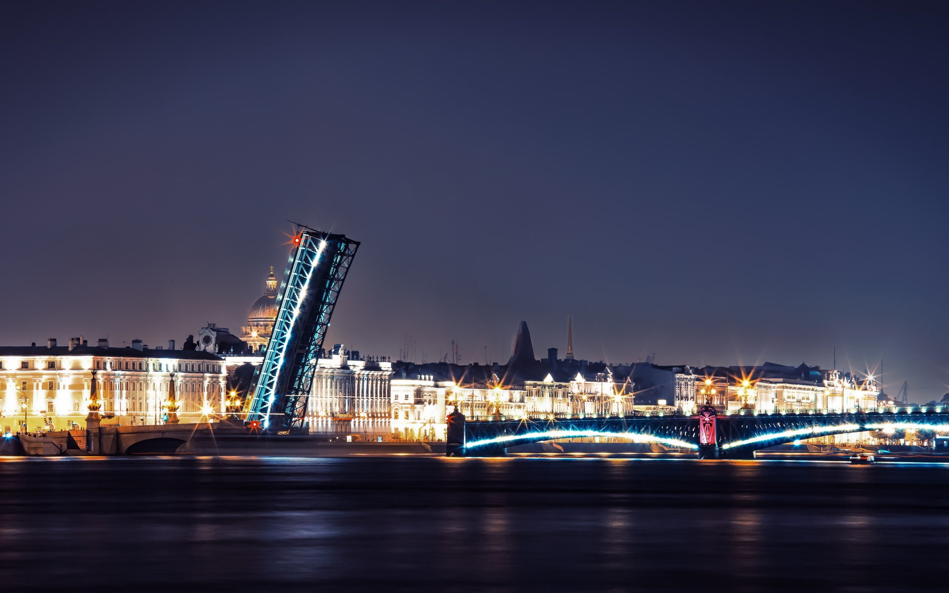 built structure, office building exterior, skyscraper, river, bridge - man made structure, city, sky, travel destinations, 1080P, building, reflection, HD Wallpaper