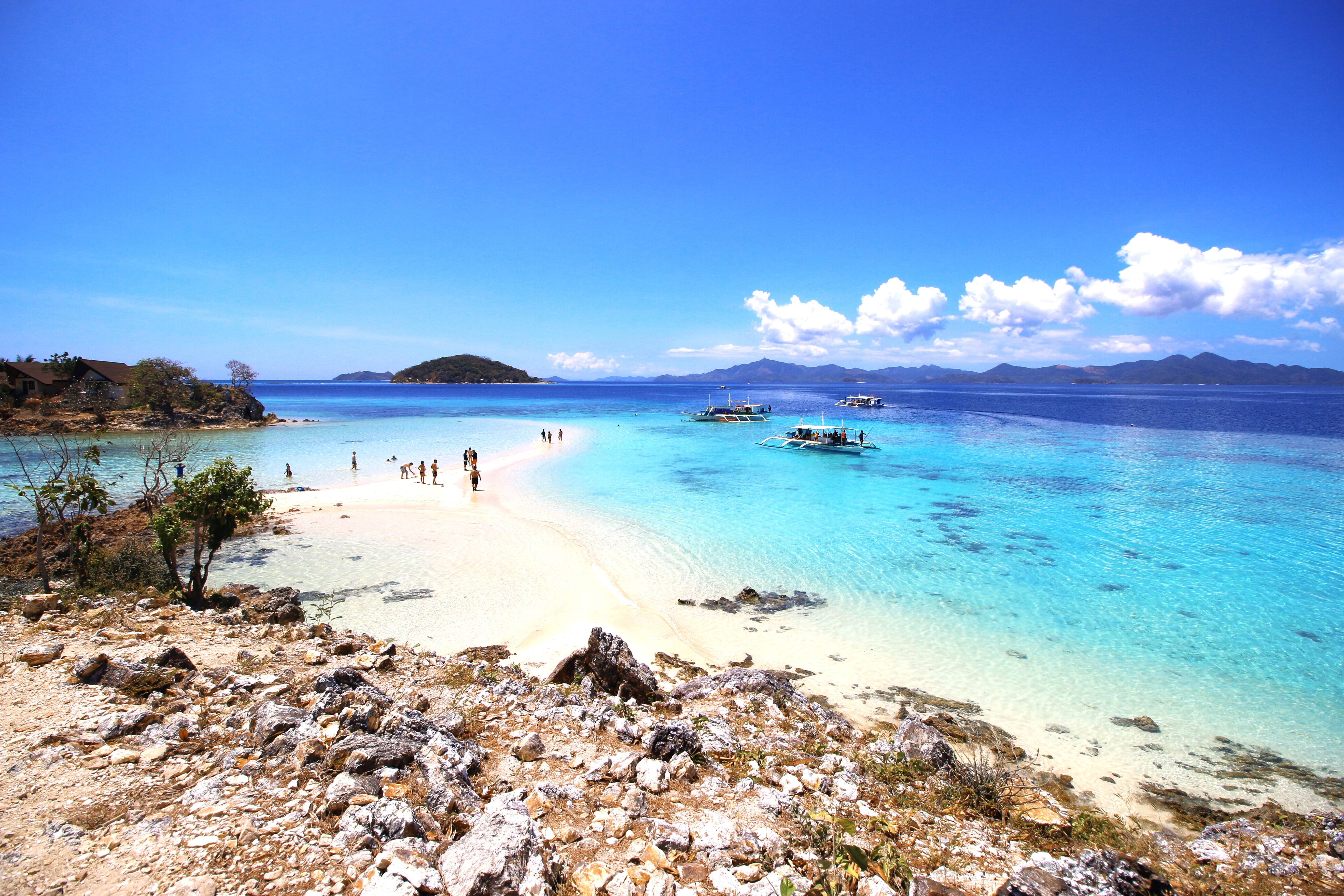 palawan, seashore, cloud - sky, tropical, paradise, scenery, nature, ocean, 5K, shore, bay, idyllic, coast, seascape, natural, sand, summer, water, malcapuya island, HD Wallpaper