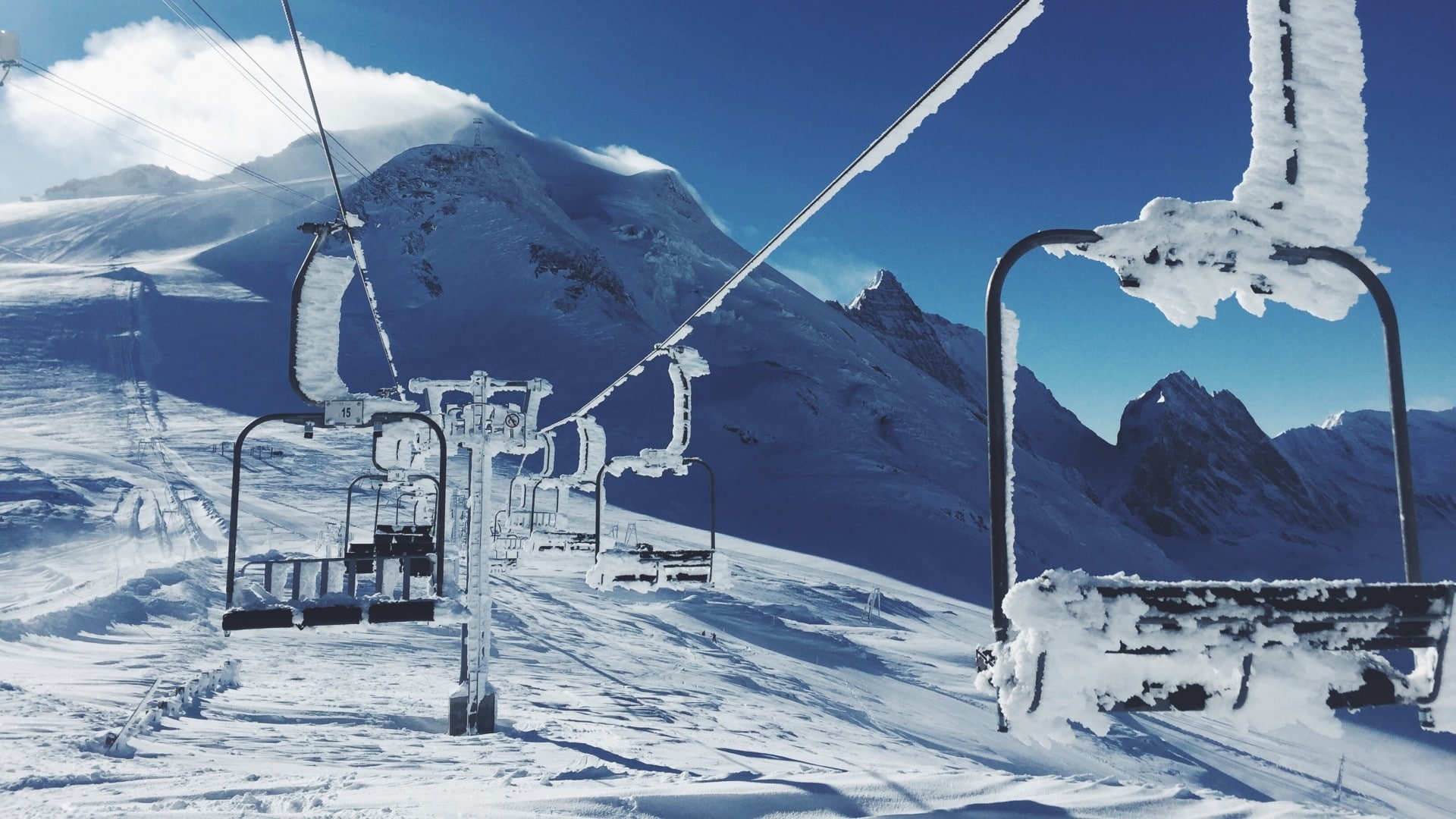 winter, ski lifts, mountains, 1080P, funicular, snow, HD Wallpaper