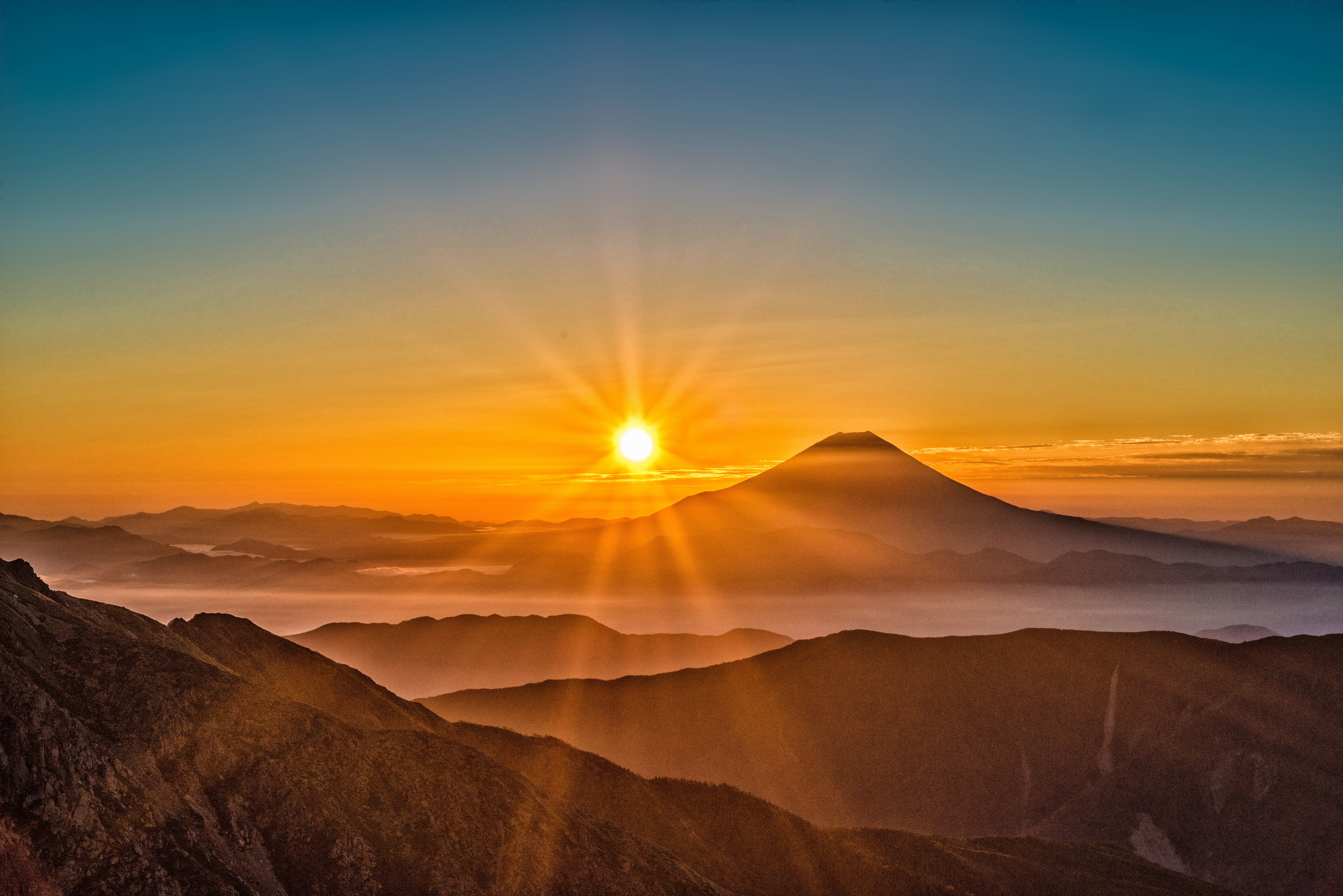sun, mountain, scenics - nature, sunlight, cloud - sky, non-urban scene, tranquil scene, tranquility, mountain range, travel, landscape, mountain peak, HD Wallpaper