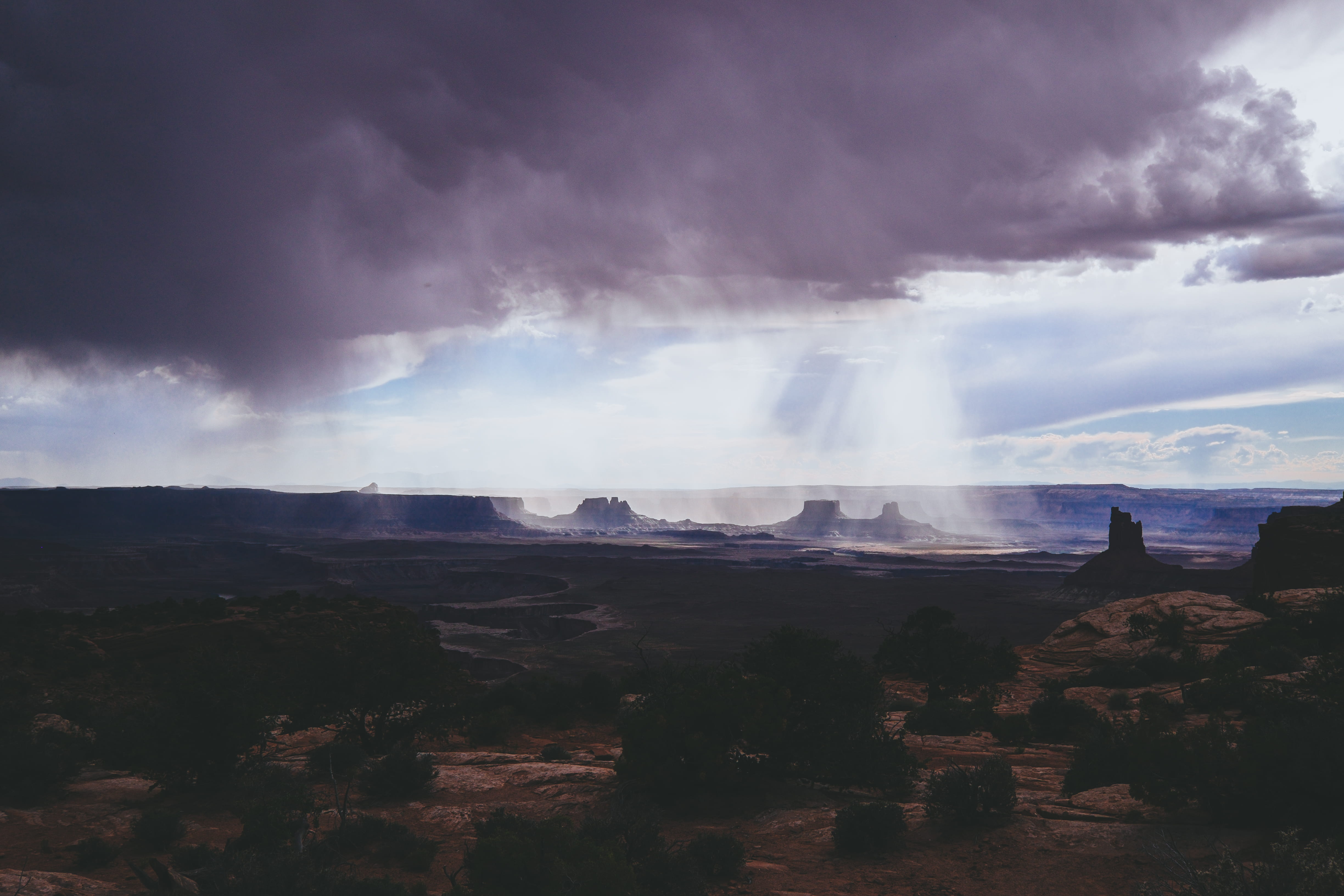 nature, grey, exposure, travel, scenics - nature, 4K, non-urban scene, storm, tree, distant, valley, rock, cloudscape, cloudy, land, photography, clouds, HD Wallpaper