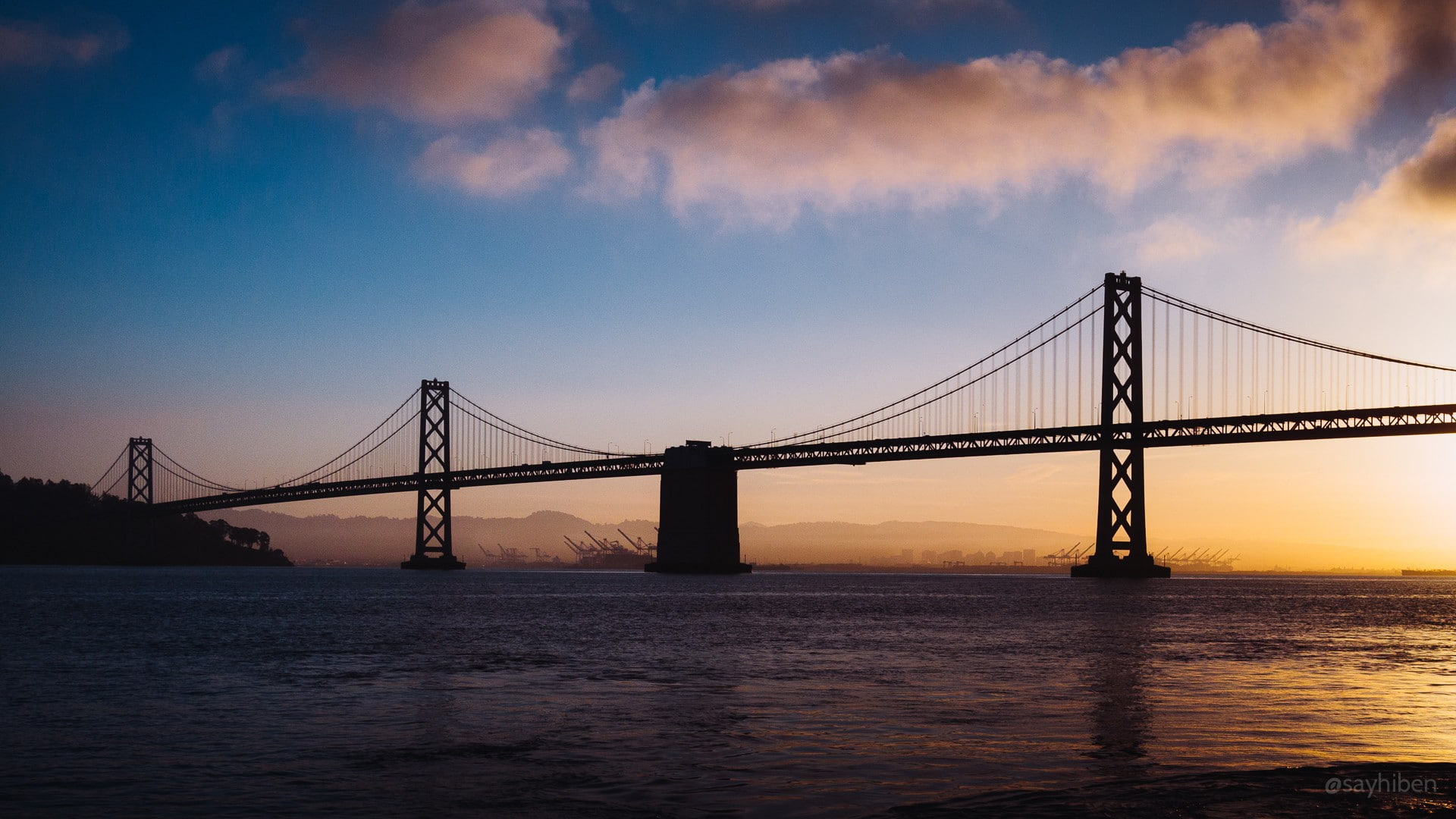 clouds, sea, Bay Bridge, San Francisco, 1080P, bridge, HD Wallpaper