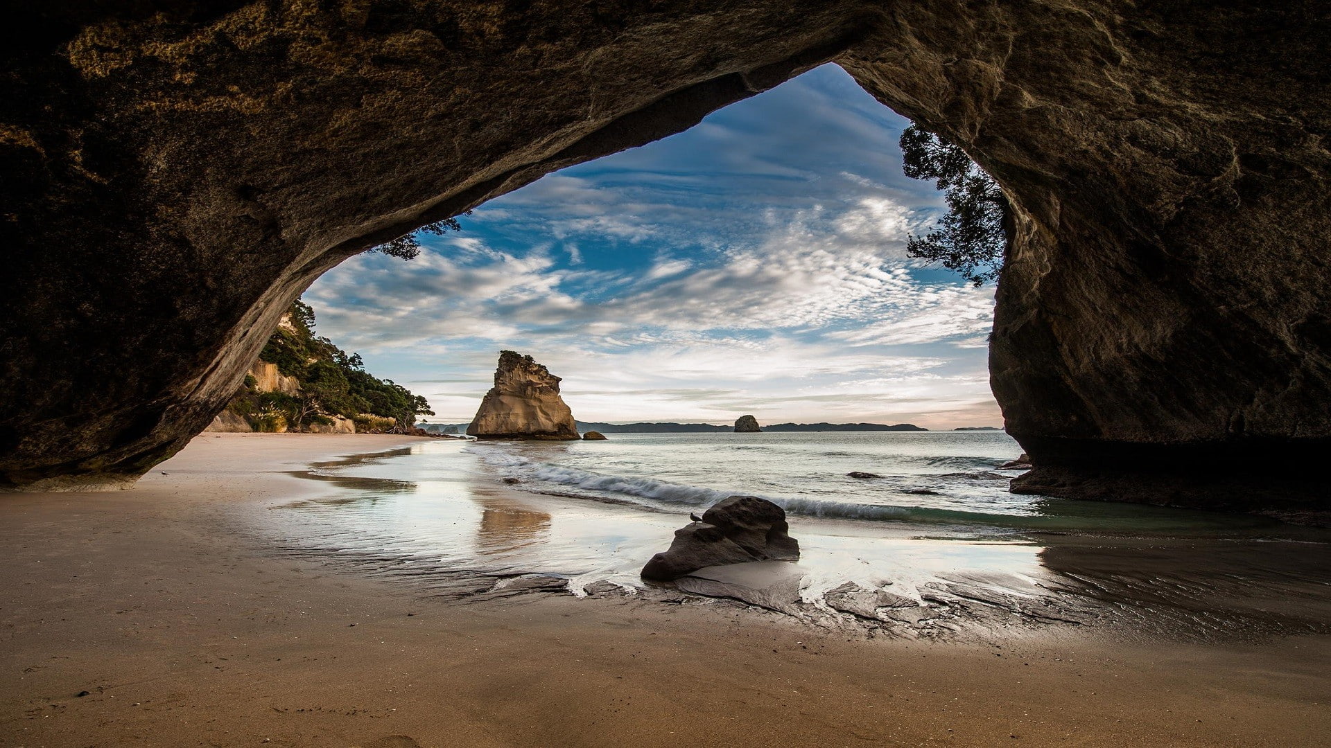 1080P, New Zealand, cathedral cove, HD Wallpaper