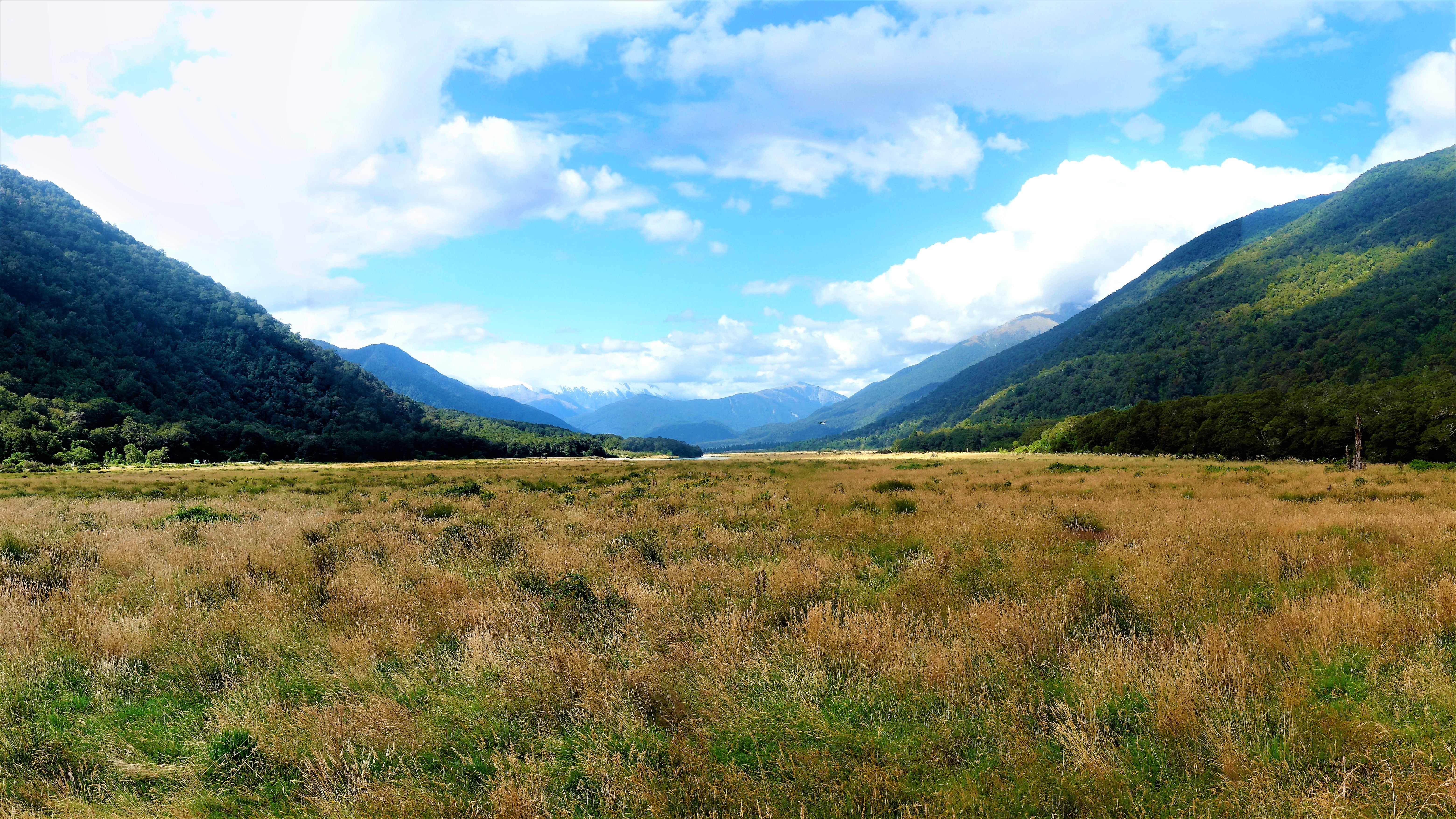tranquility, cloud - sky, sky, mountain range, beauty in nature, tranquil scene, mountain, land, growth, no people, New Zealand, green, landscape, non-urban scene, HD Wallpaper