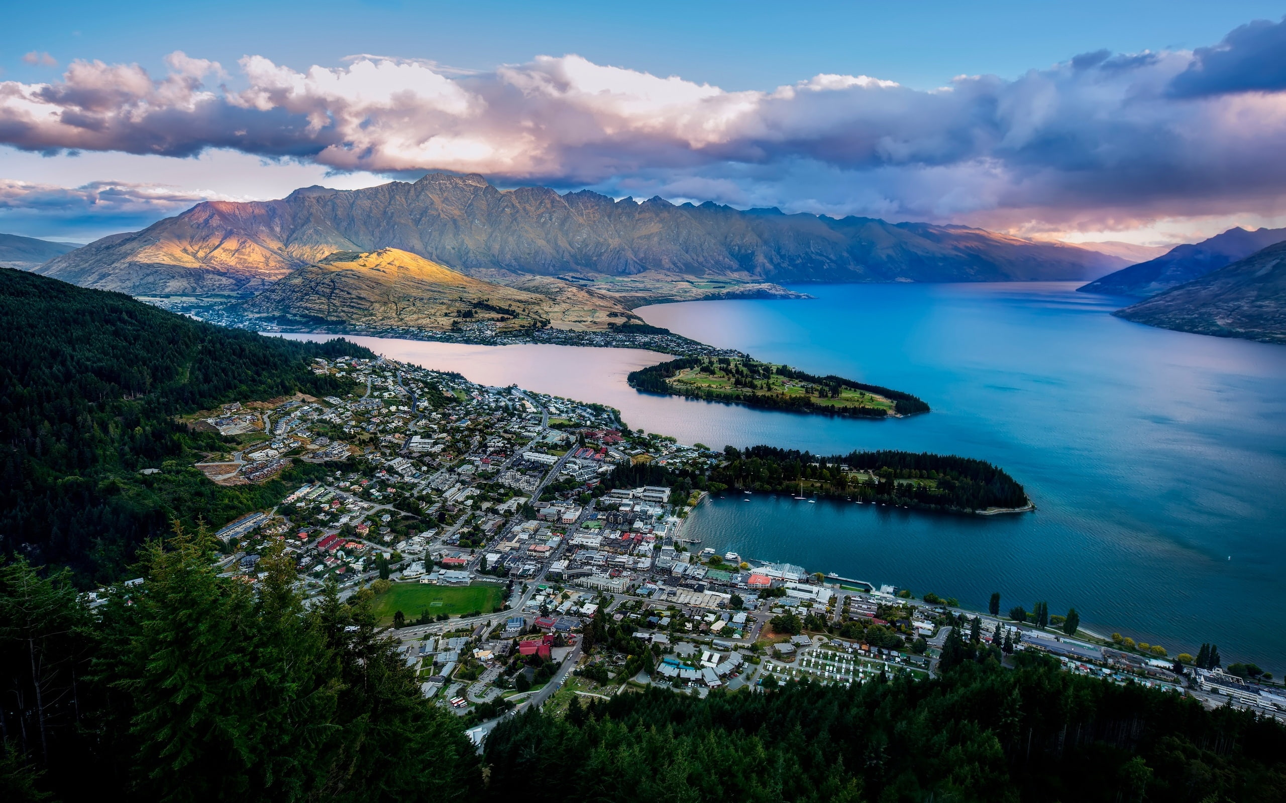 New, 2K, Wakatipu, Lake, Mountains, Queenstown, Bay, Zealand, City, HD Wallpaper