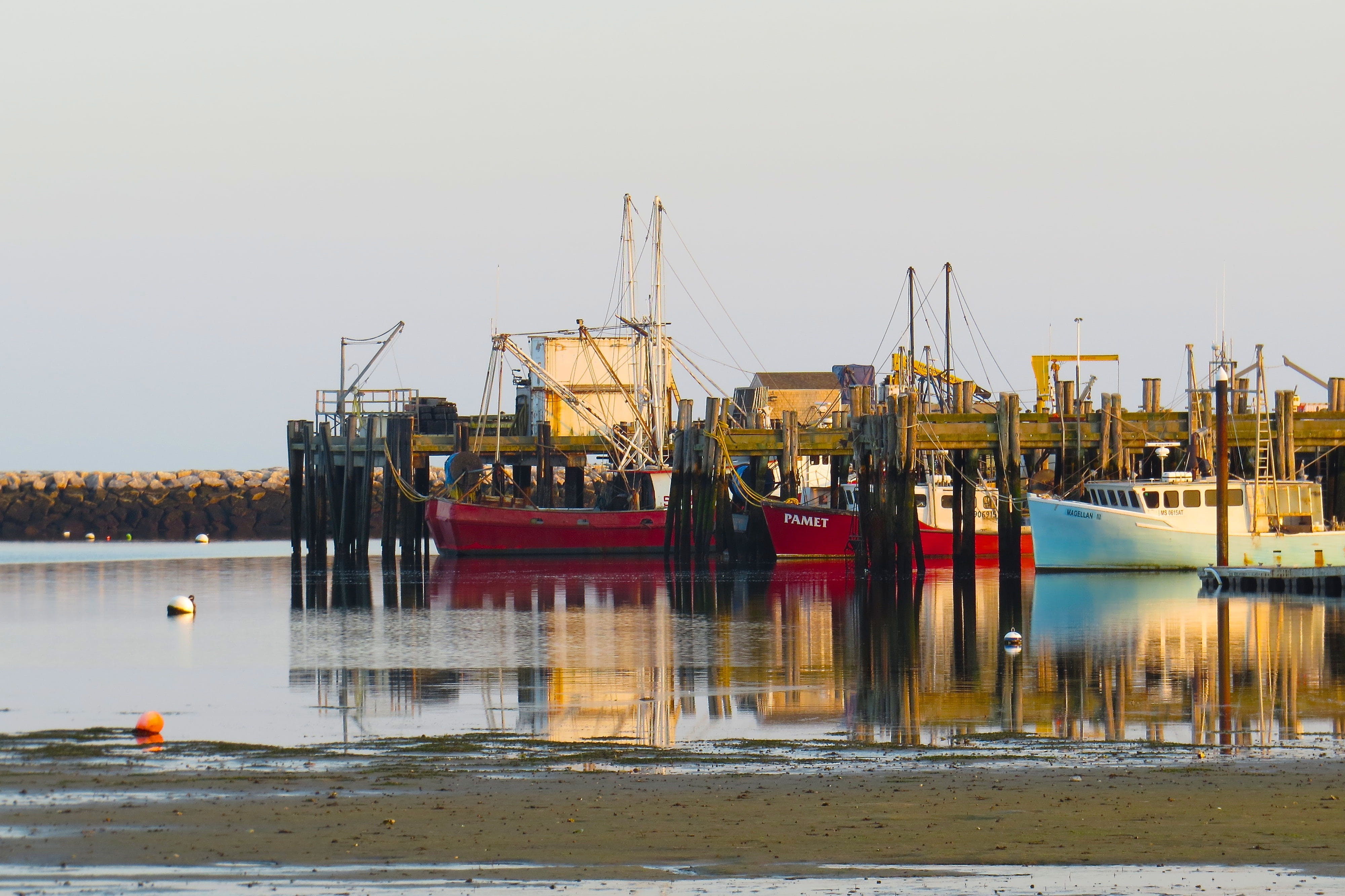 outdoors, nautical vessel, pier, provincetown, commercial dock, moored, waterfront, sky, scenic, harbor, boats, 4K, day, ocean, reflection, sailboat, transportation, HD Wallpaper