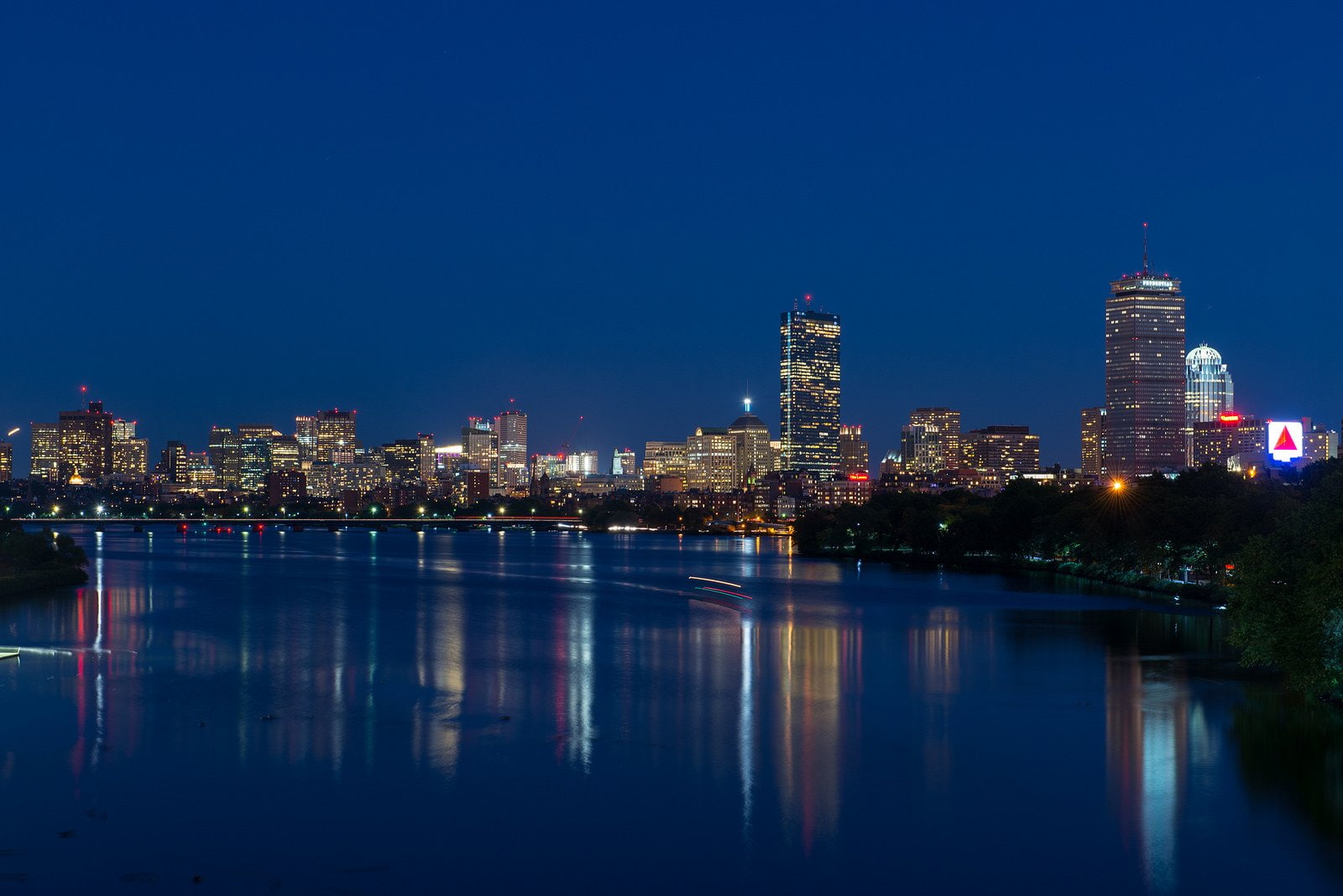 city, night, massachusetts, bridges, architecture, skyline, bay, tower, ocean, 720P, atlantique, boston, cities, boswash, usa, HD Wallpaper