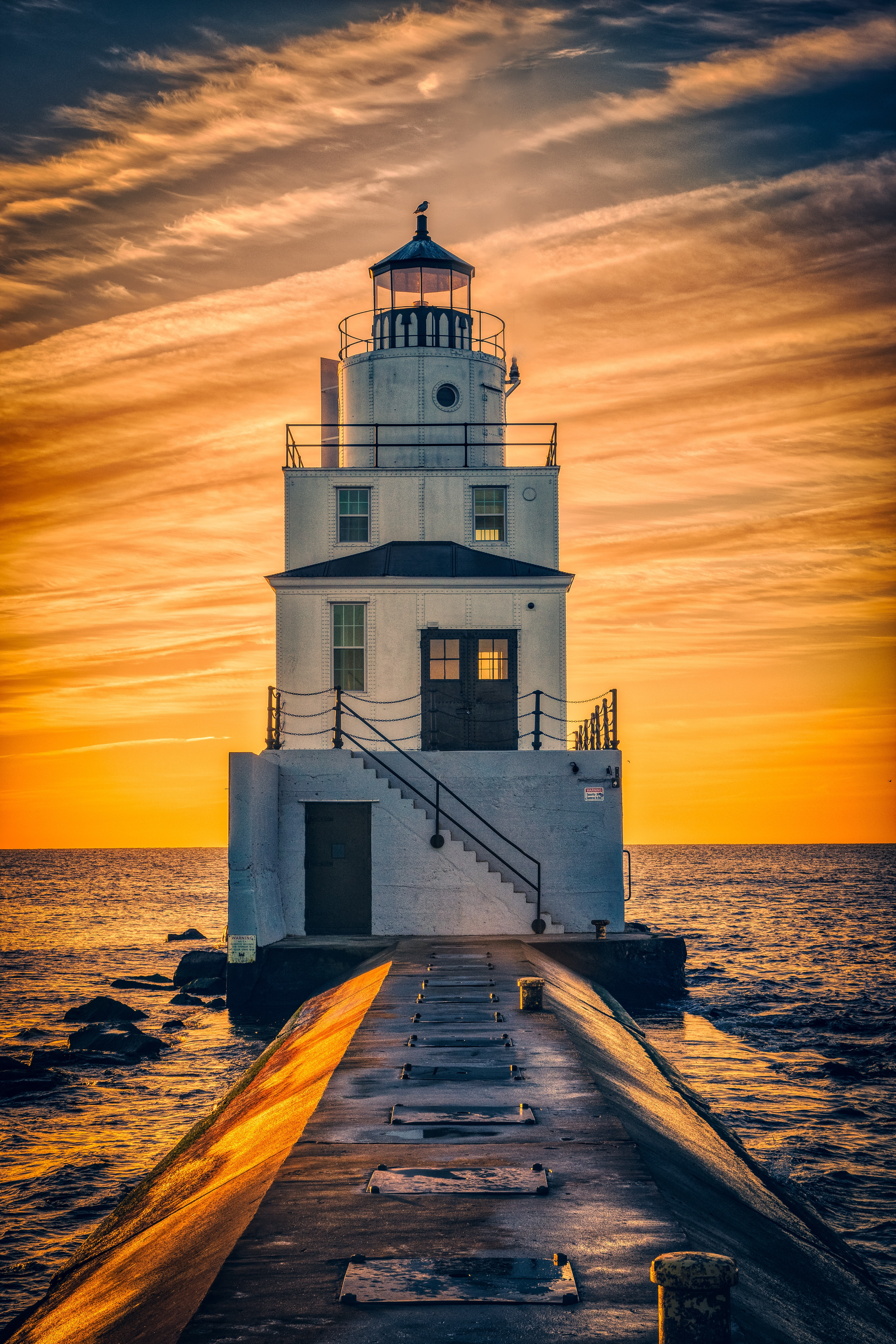sea, 5K, water, lighthouse, sky, building, Phone HD Wallpaper