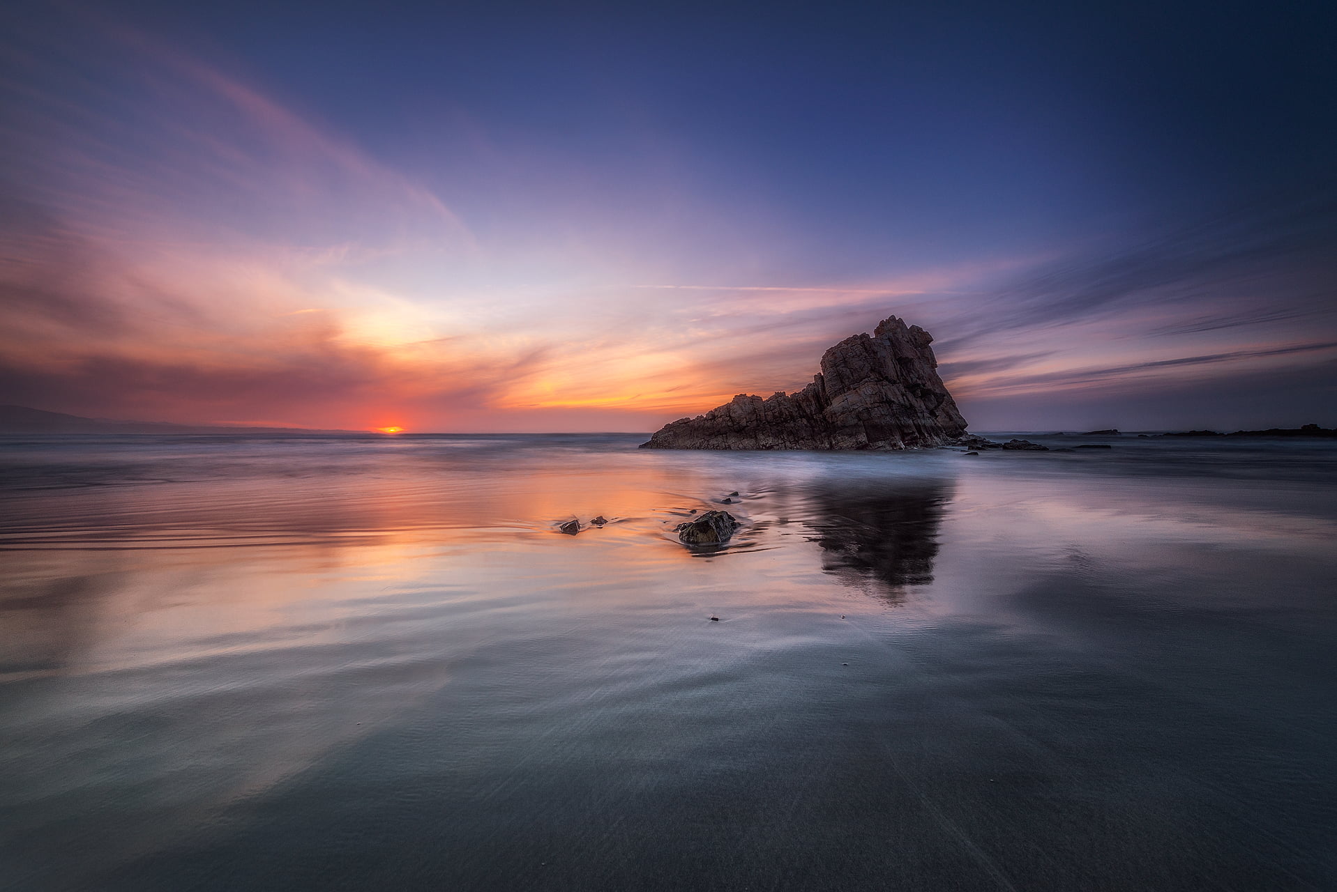 sun, photo, time, beach, beauty In Nature, lapse, brown, reflection, de, nikon d800e, water, scenics, travel, in time, sky, seascape, mountain, sunset, HD Wallpaper