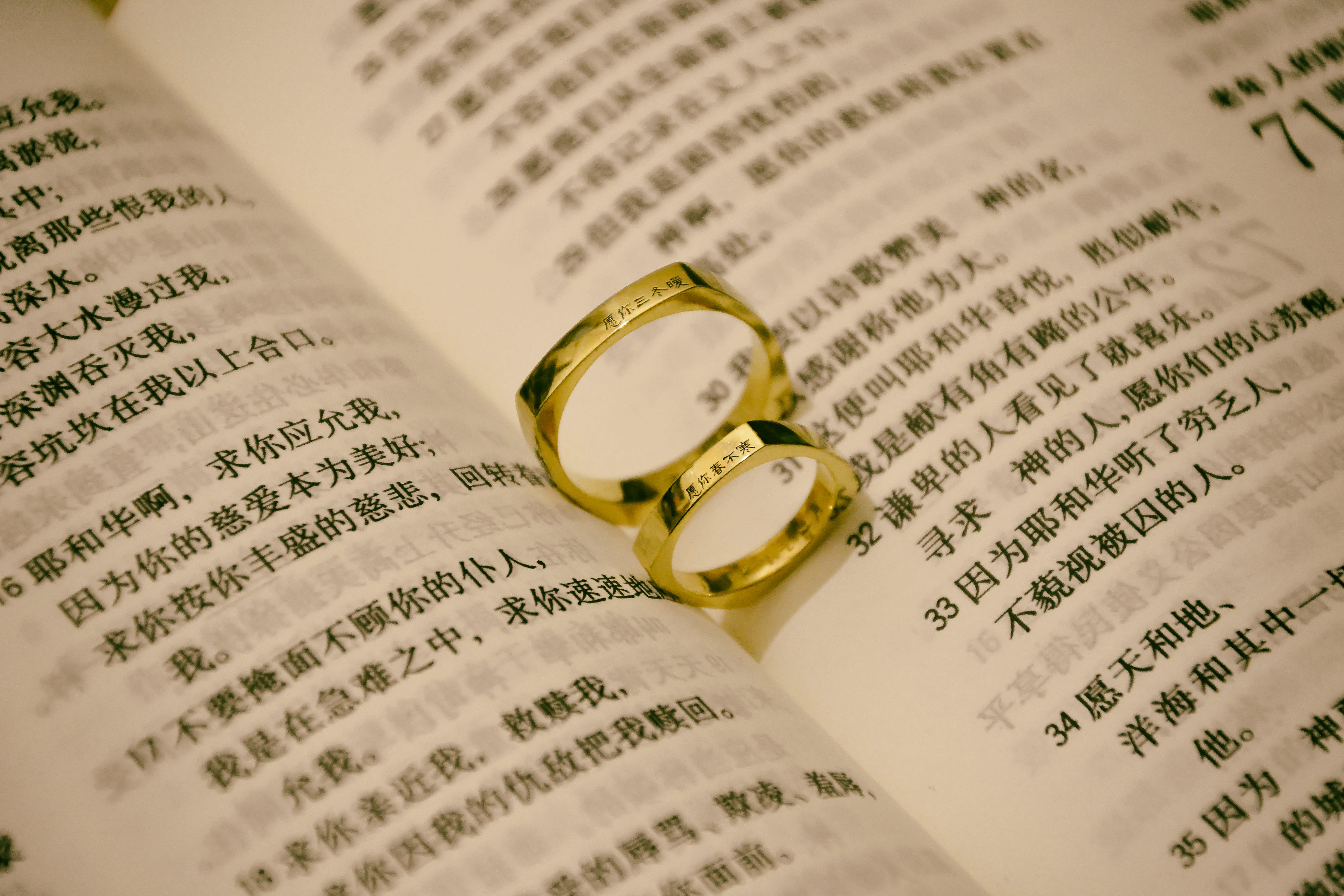 jewelry, no people, still life, text, rings, personal accessory, paper, page, detail, gold colored, ornament, wedding ring, selective focus, word, event, HD Wallpaper