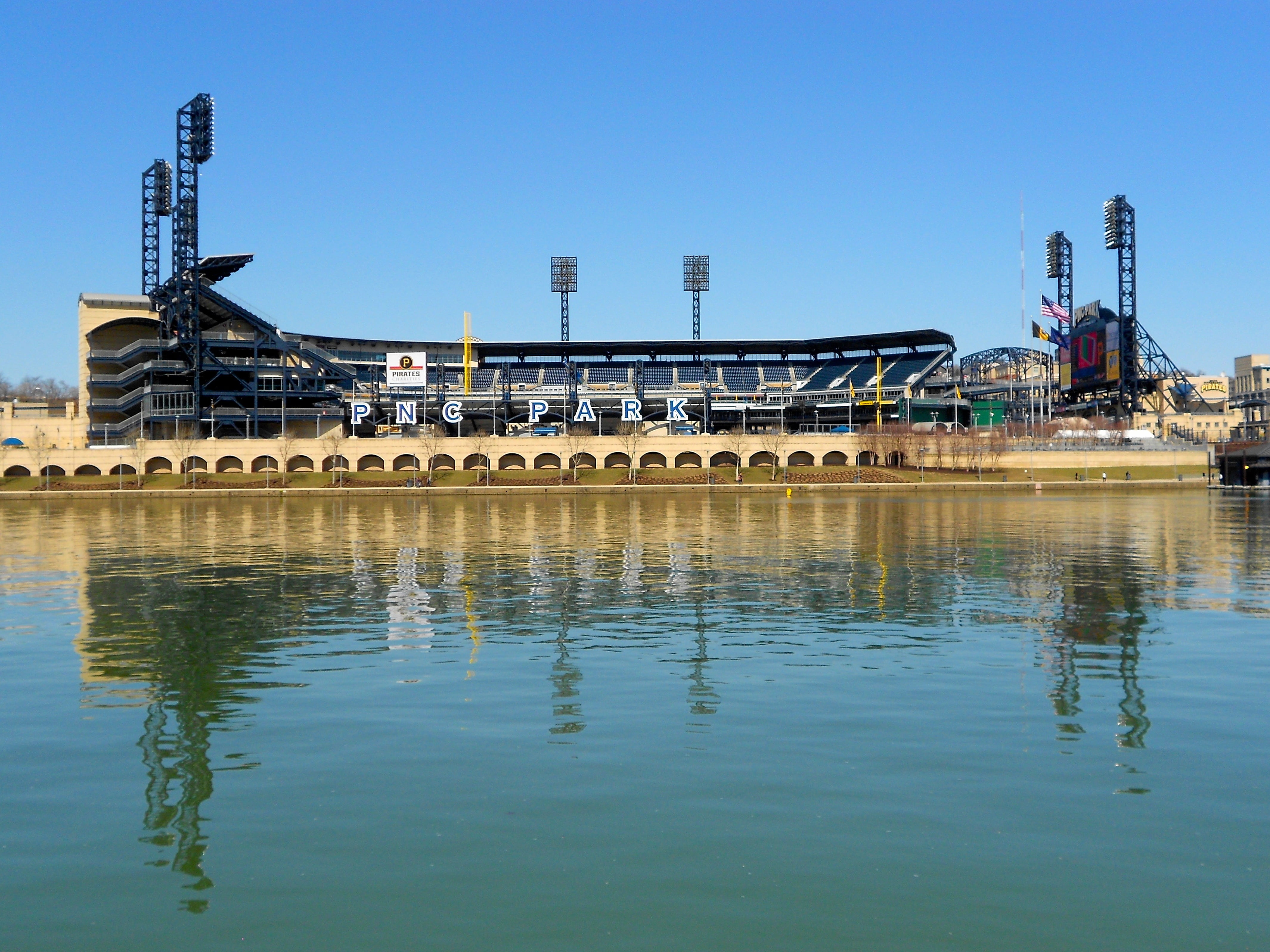 outdoors, park, built structure, no people, travel destinations, reflection, spring, pollution, pnc park, city, nature, skyline, waterfront, building exterior, HD Wallpaper