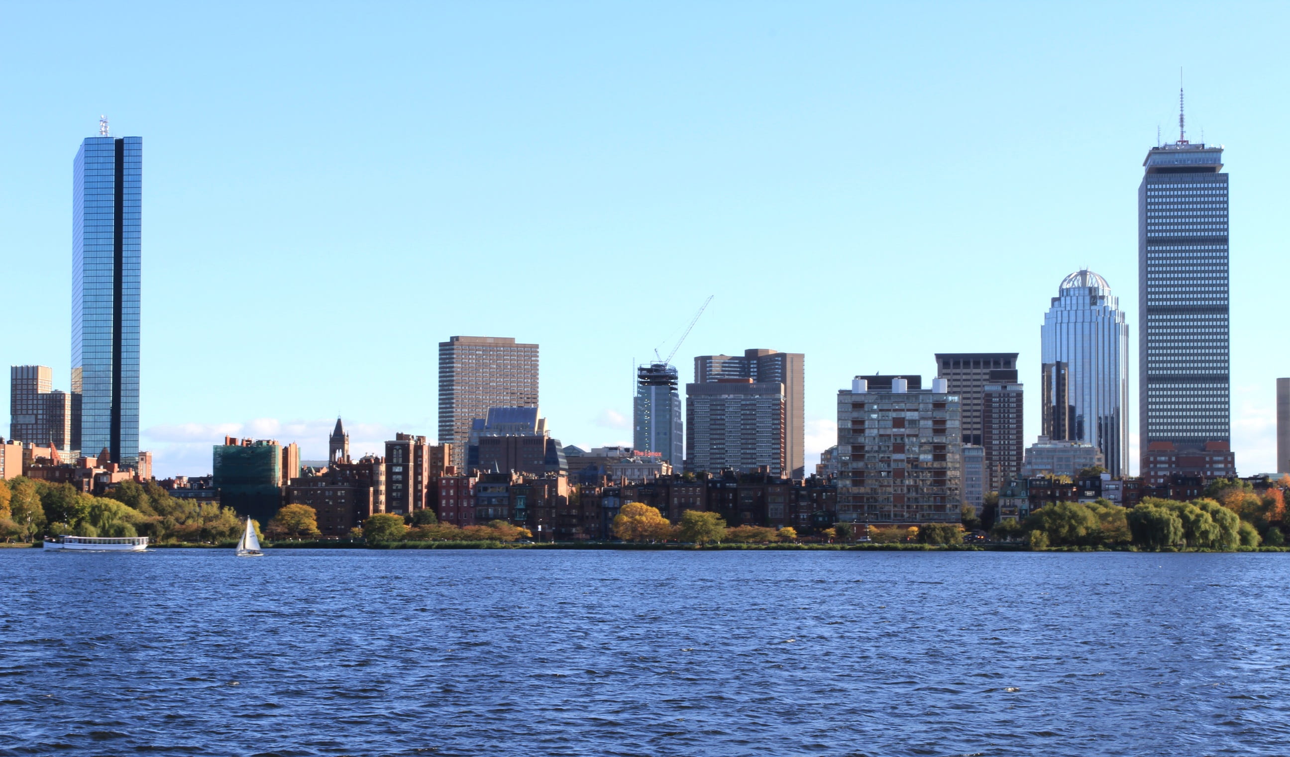 no people, travel, harbor, spire, landmark, tower, building, rise, charles river, skyscraper, tall - high, urban skyline, water, america, architecture, HD Wallpaper