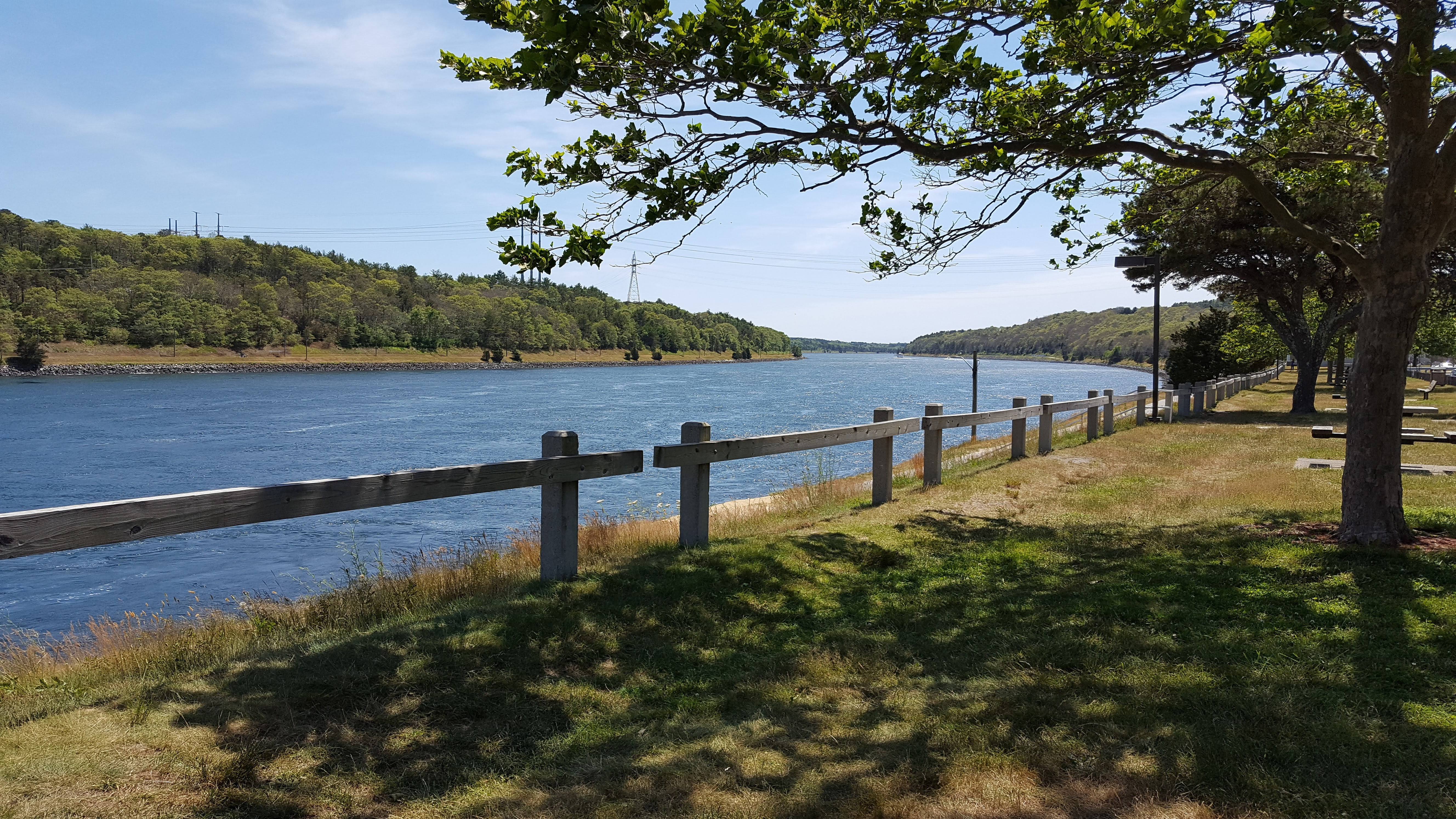 scenics - nature, cloud - sky, tranquility, tree, sky, plant, massachusetts, canal, cape cod canal, nature, growth, no people, water, 5K, beauty in nature, HD Wallpaper