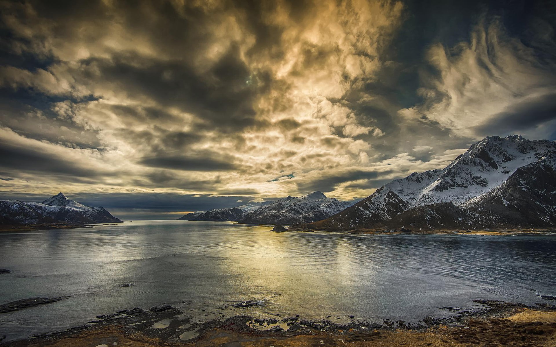 sky, nature, 1080P, beauty in nature, snow, mountain range, environment, mountain, cloud - sky, overcast, no people, storm, tranquility, clouds, snowcapped mountain, HD Wallpaper