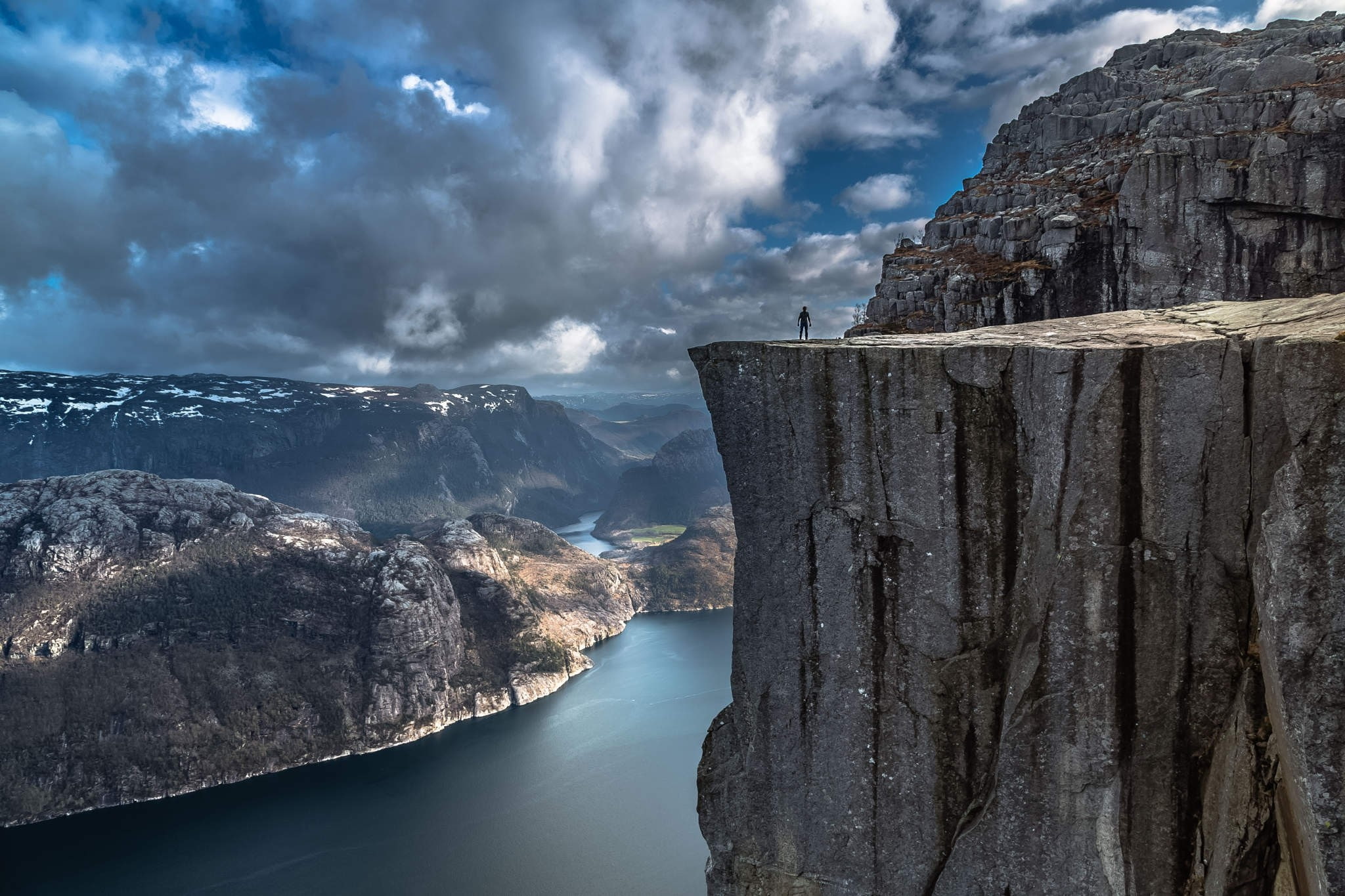 non-urban scene, mountain range, fjord, Norway, mountains, scenics - nature, day, no people, rock - object, tranquil scene, sky, cloud - sky, mountain, HD Wallpaper