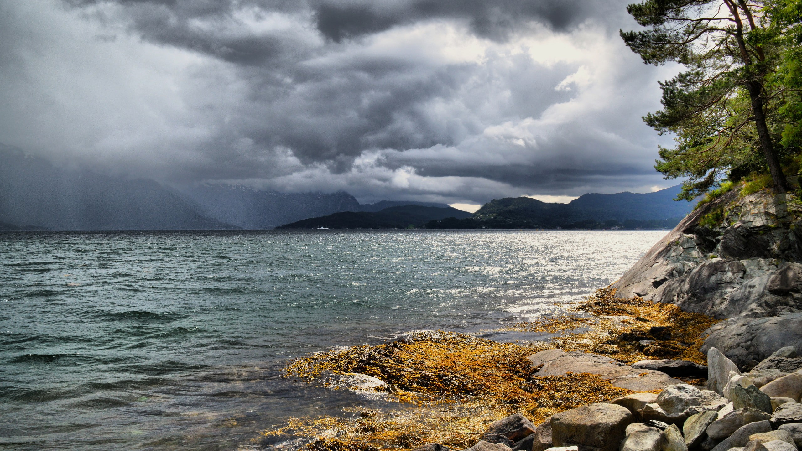 2K, land, clouds, power in nature, mountain, Norway, tranquility, no people, solid, scenics - nature, rock - object, beauty in nature, sky, nature, tranquil scene, HD Wallpaper