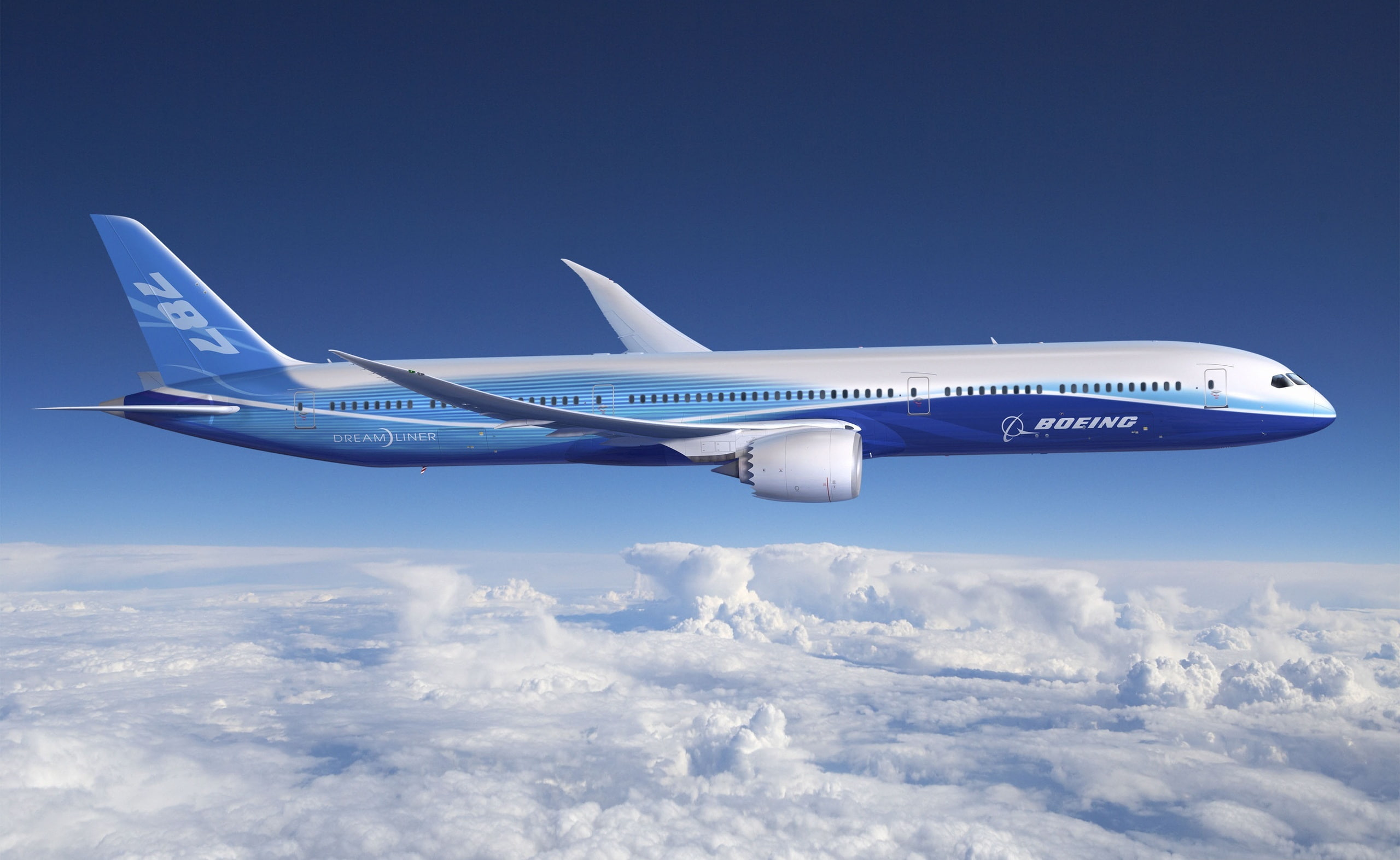 flying, mode of transportation, transportation, plane, aircraft wing, on the move, sky, business, copy space, Dreamliner, blue, air vehicle, aerospace industry, HD Wallpaper