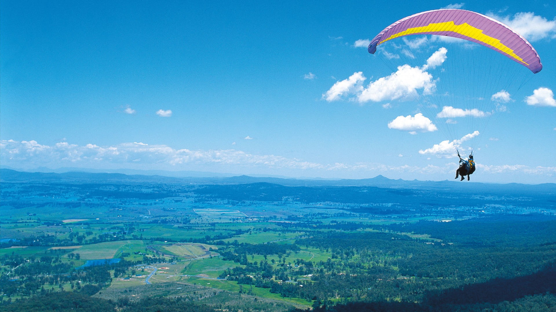 landscape, sky, 1080P, skydiver, clouds, HD Wallpaper