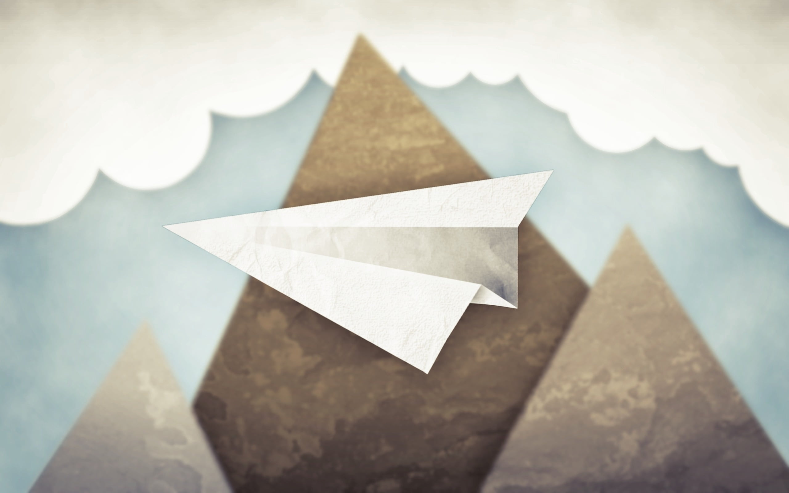 art and craft, 2K, copy Space, geometric shape, clouds, white color, sign, concepts, design, origami, day, triangle shape, shape, focus on foreground, HD Wallpaper