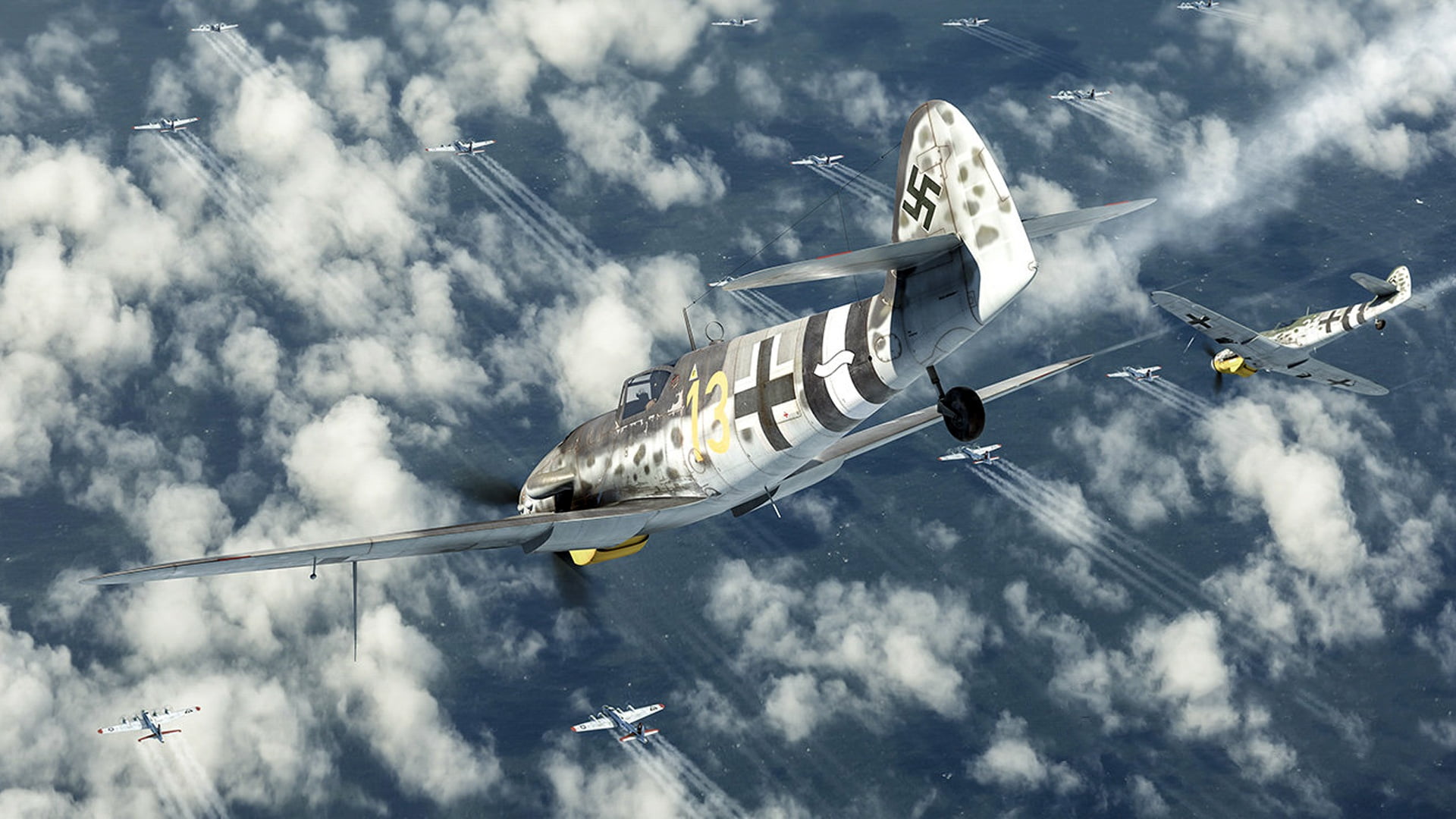 the attack on the bombers, 1080P, Smash them, Break them up, Messerschmitt Bf.109, single-engine piston fighter-low, HD Wallpaper