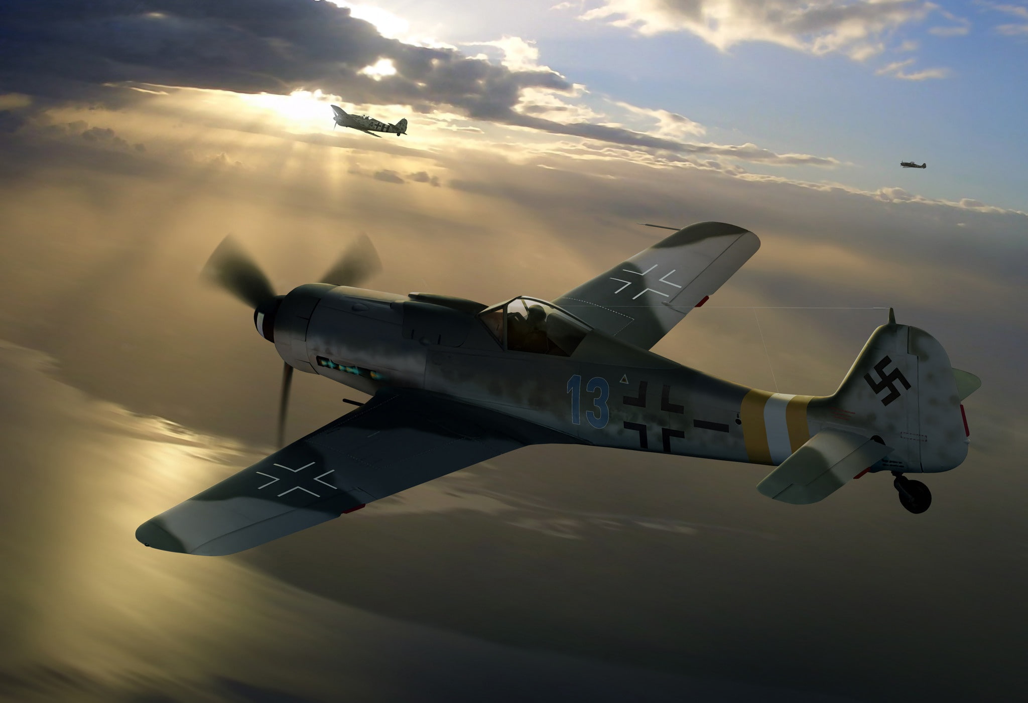 painting, 1080P, fighter-monoplane, Long-Nose Dora, Focke -Wulf, WW2, Air force, Fw.190D-9, HD Wallpaper