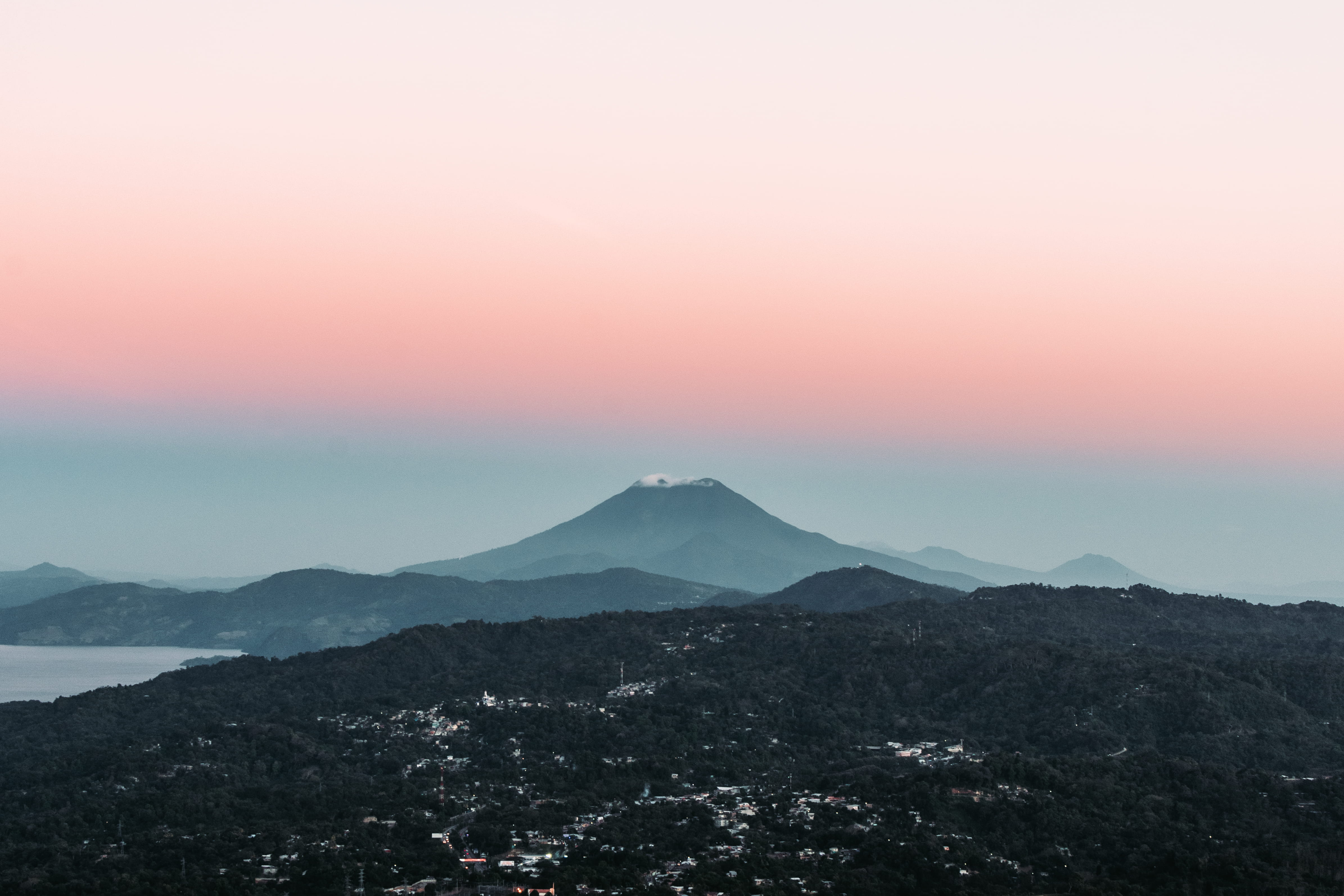 architecture, cloud - sky, beauty in nature, tranquil scene, majestic, el salvador, cold temperature, aerial view, trees, mountain range, leisure activities, HD Wallpaper