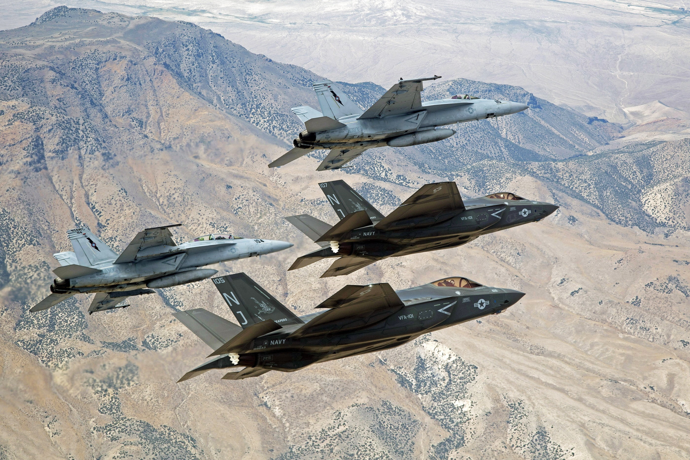 environment, 2K, military airplane, single object, explosive, airplanes, air force, aircraft, planes, flying, air vehicle, f-35, military, flight, mountain, HD Wallpaper