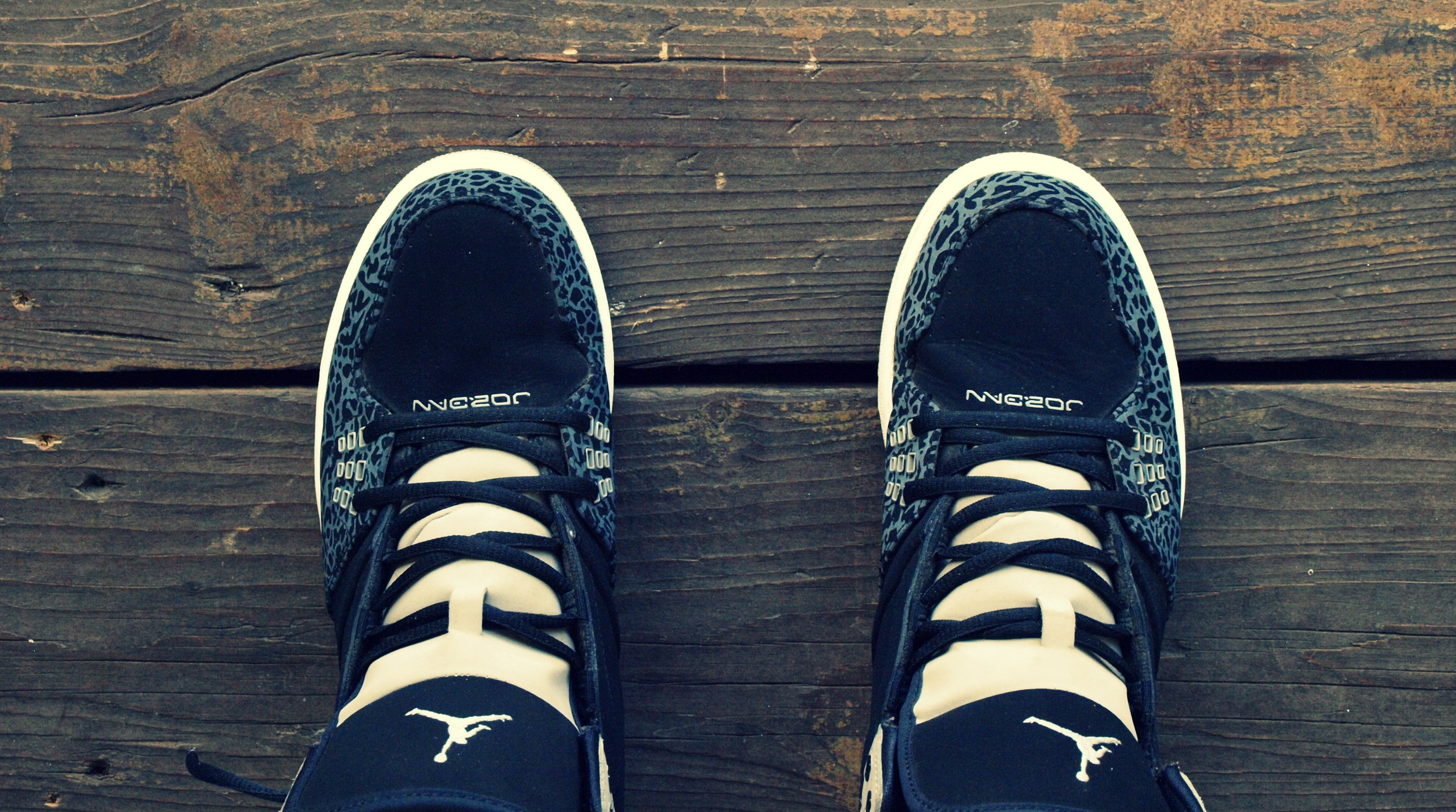 2K, shoelace, human foot, Air Jordan, shoe, leather, directly above, human body part, low section, Jumpman, unrecognizable person, jeans, wood, human leg, HD Wallpaper