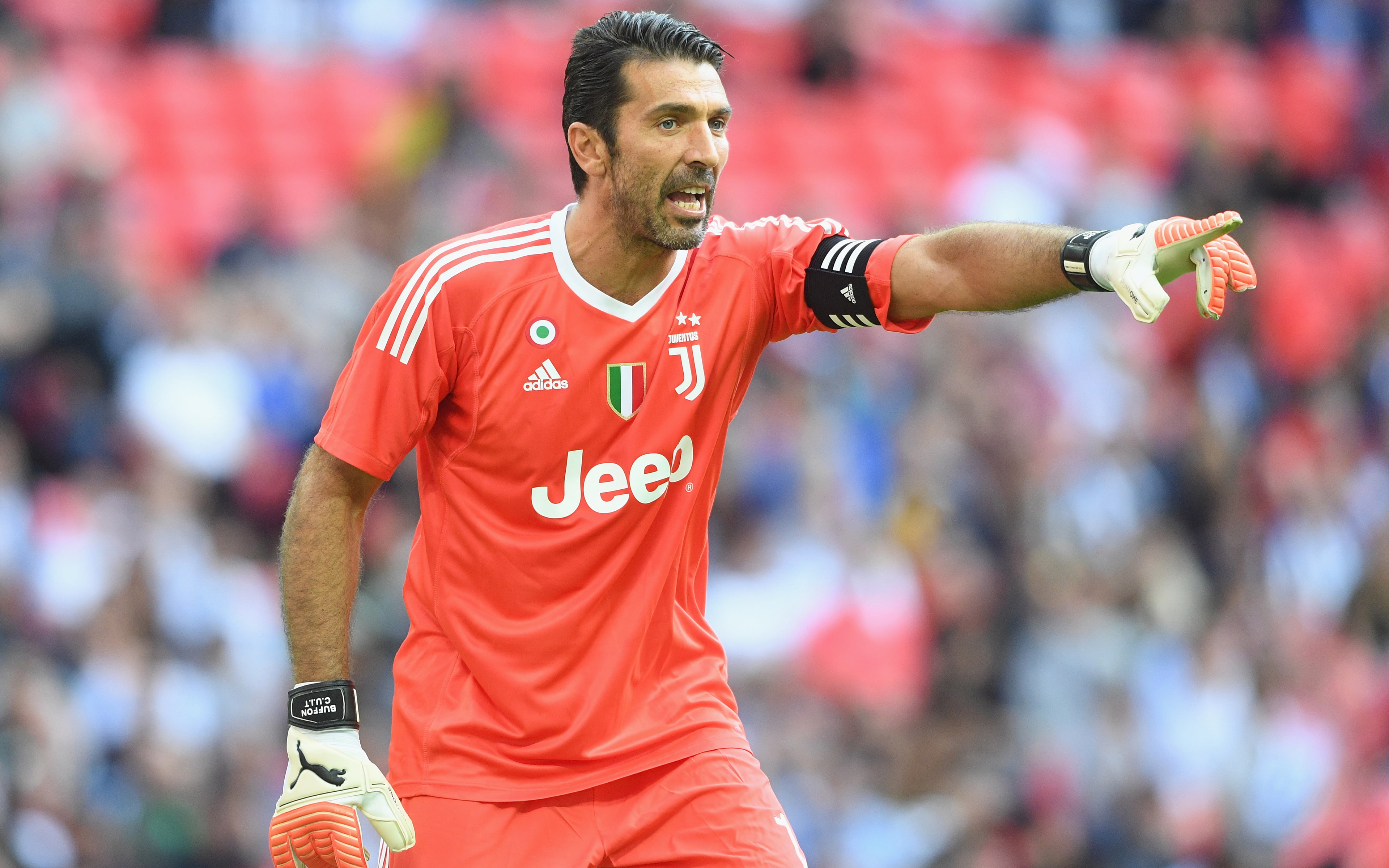 adult, italy, red, clothing, young men, day, human arm, 4K, audience, stadium, young adult, front view, goalkeeper, athlete, gianluigi, focus on foreground, HD Wallpaper