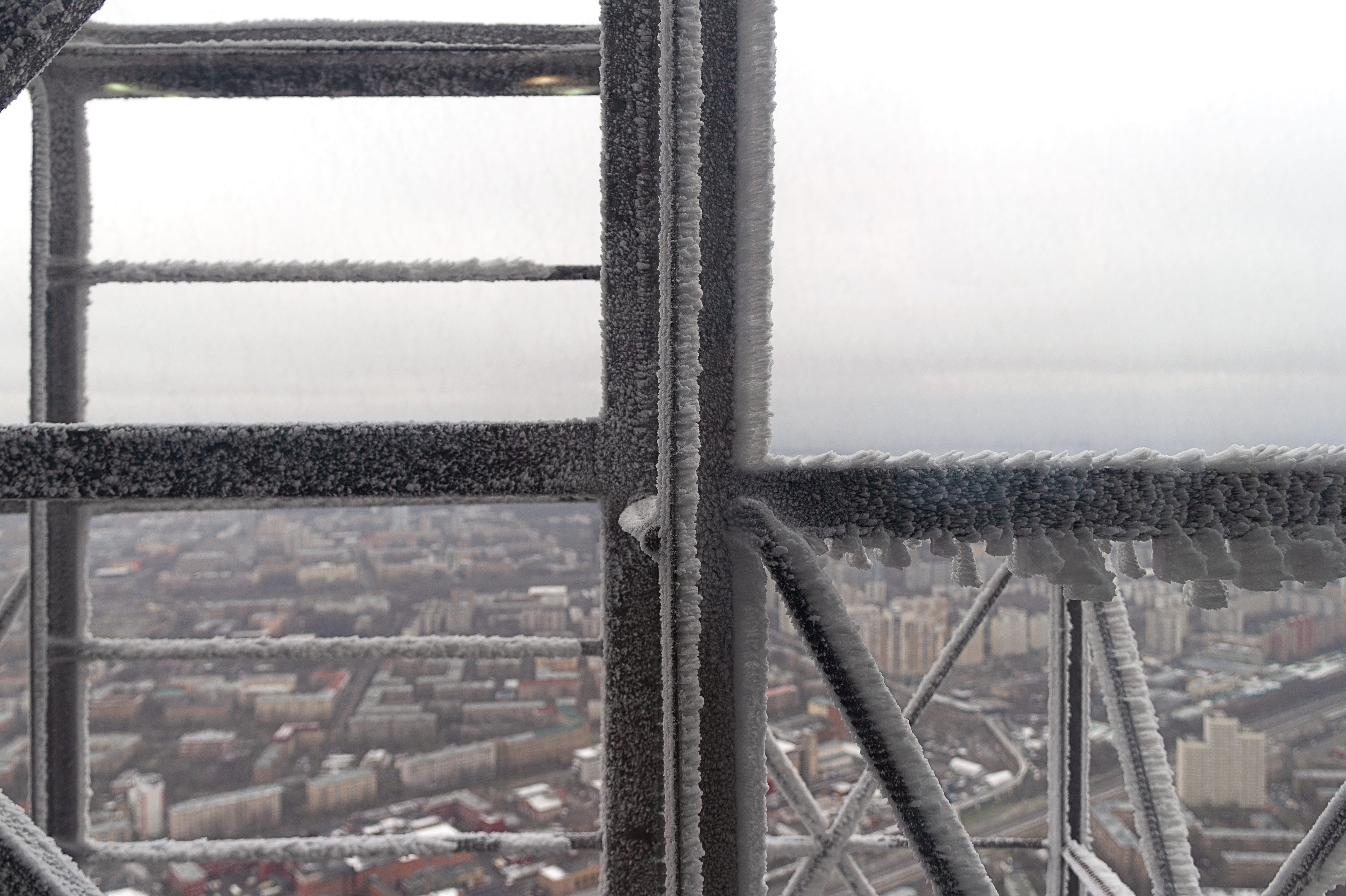 russian, ice, frost, russia, winter, stairs, environment, cold temperature, outdoors, building exterior, architecture, frosen, moscow, ostankino tower, HD Wallpaper